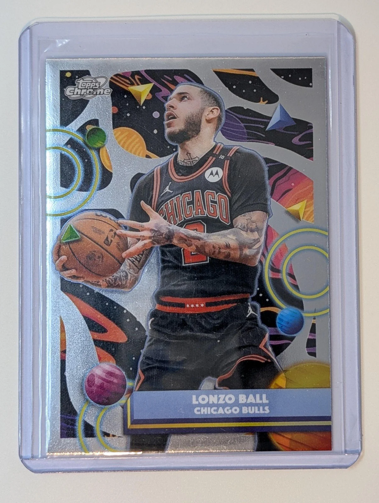 Front of 2025-26 Topps Chrome Cosmic #19 Lonzo Ball