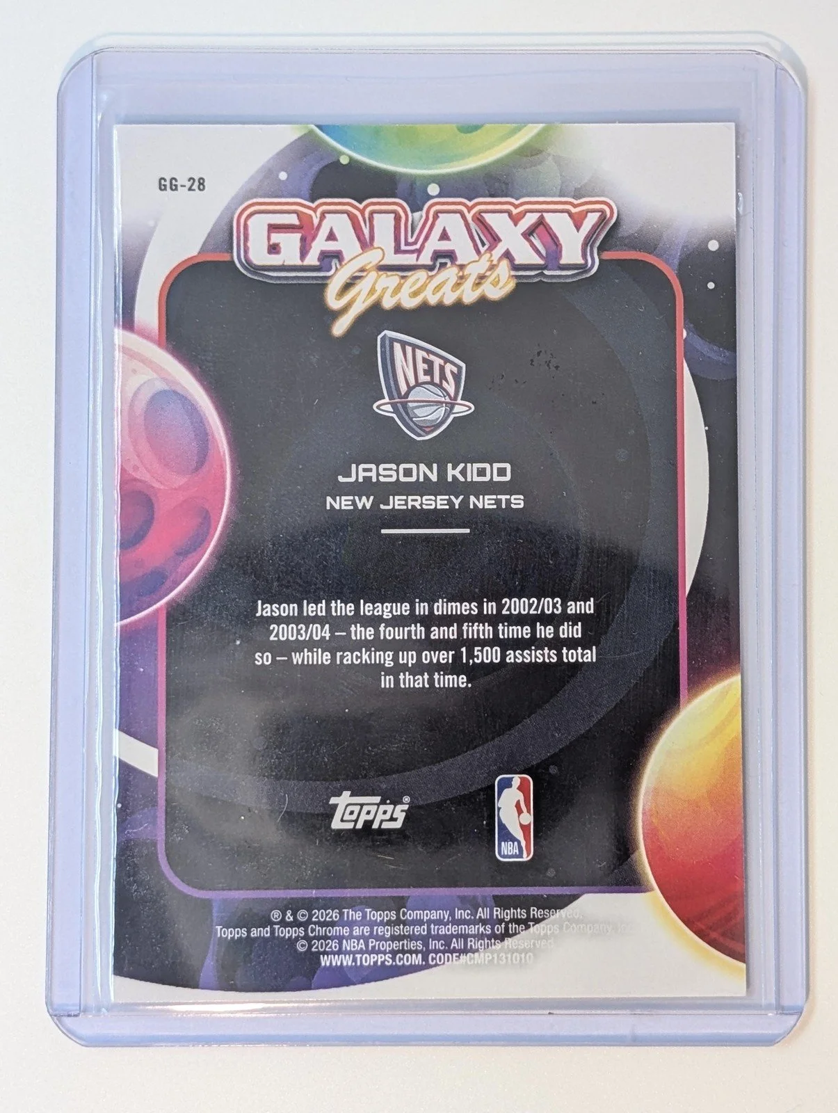 Back of 2025-26 Topps Chrome Cosmic #GG-28 Jason Kidd Galaxy Greats