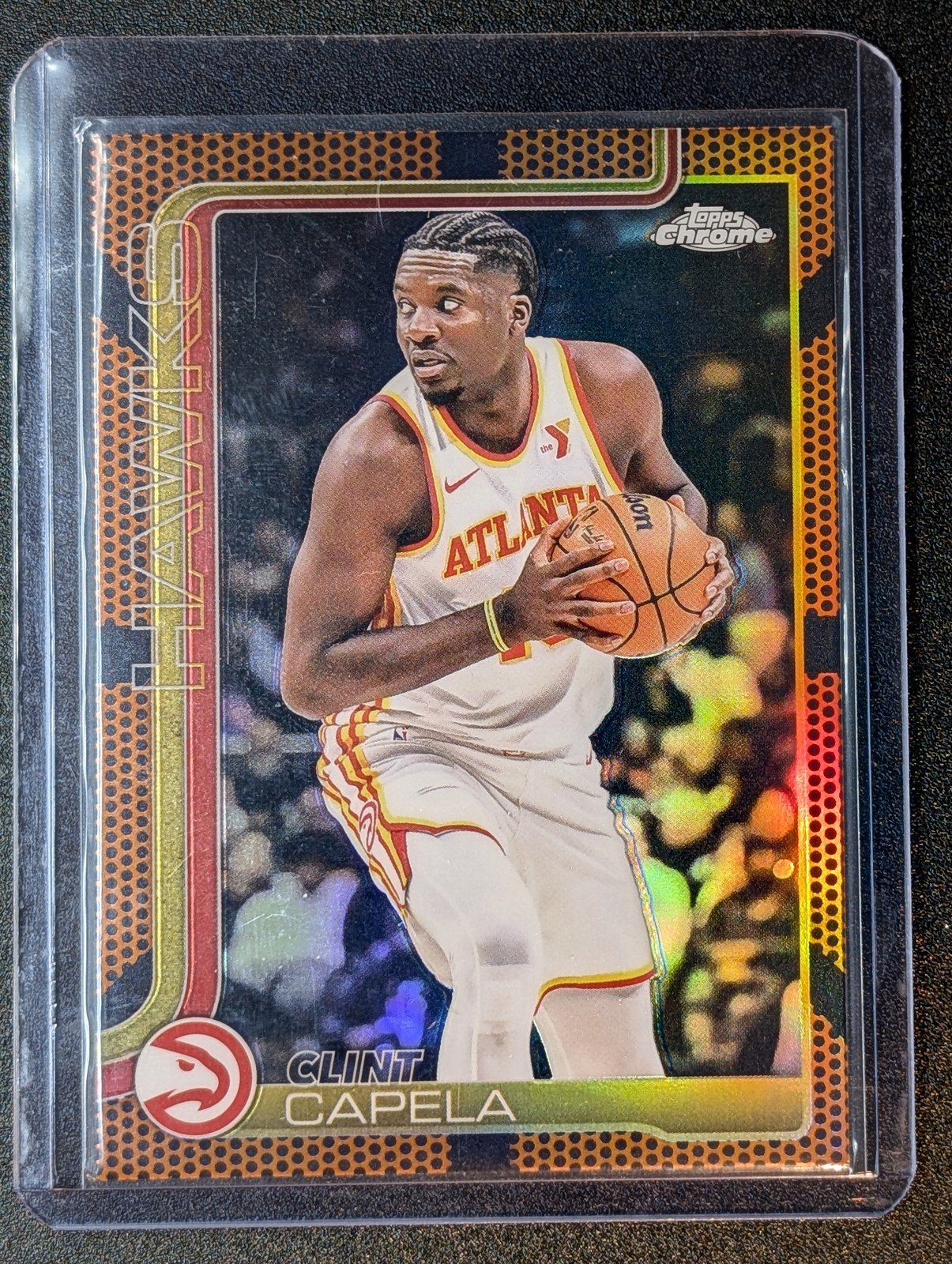 Front of 2025-26 Topps Chrome #81 Clint Capela Basketball Refractor