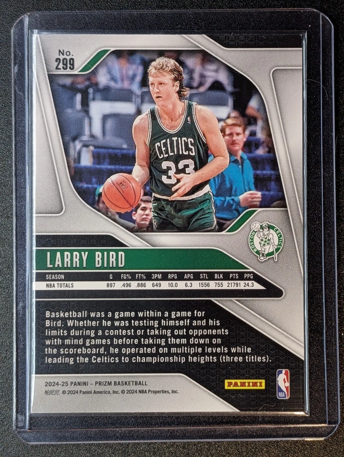 Back of 2024-25 Panini Prizm #299 Larry Bird