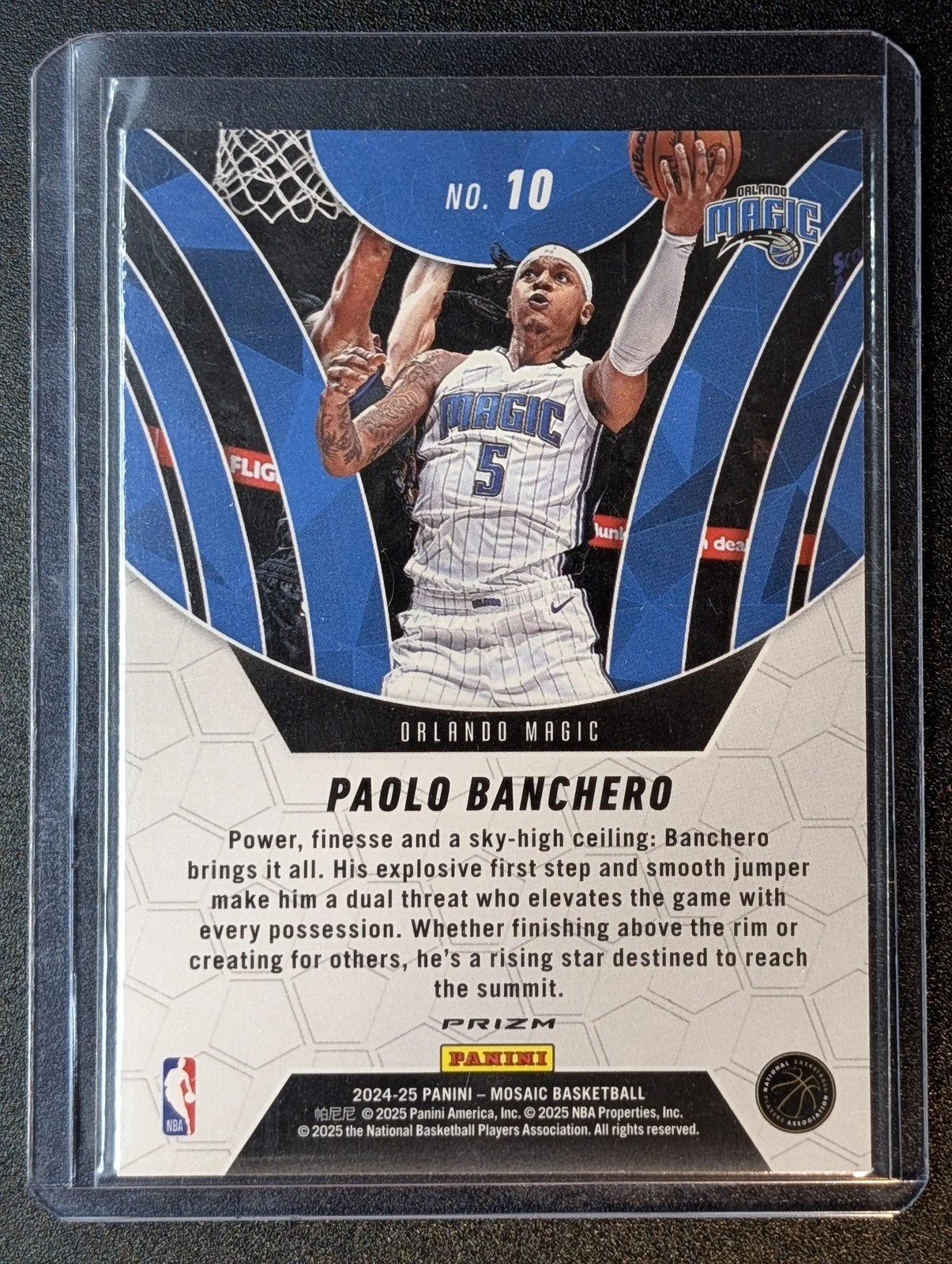 Back of 2024-25 Panini Mosaic #10 Paolo Banchero Elevate Mosaic