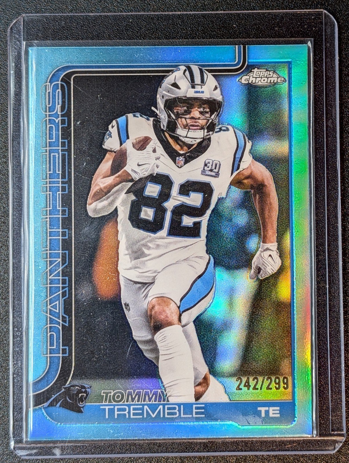 Front of 2025 Topps Chrome #44 Tommy Tremble Teal Refractor #/299