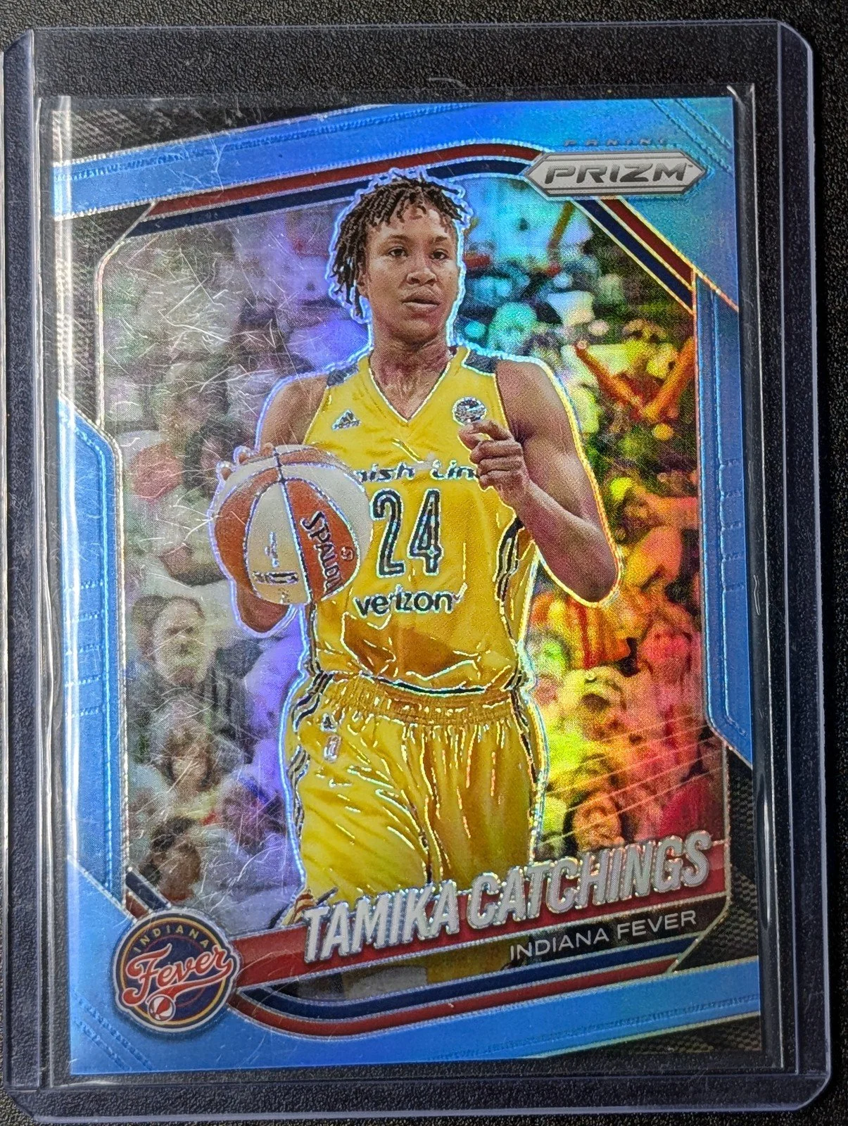 Front of 2025 Panini Prizm WNBA #60 Tamika Catchings Carolina Blue Prizms #/125