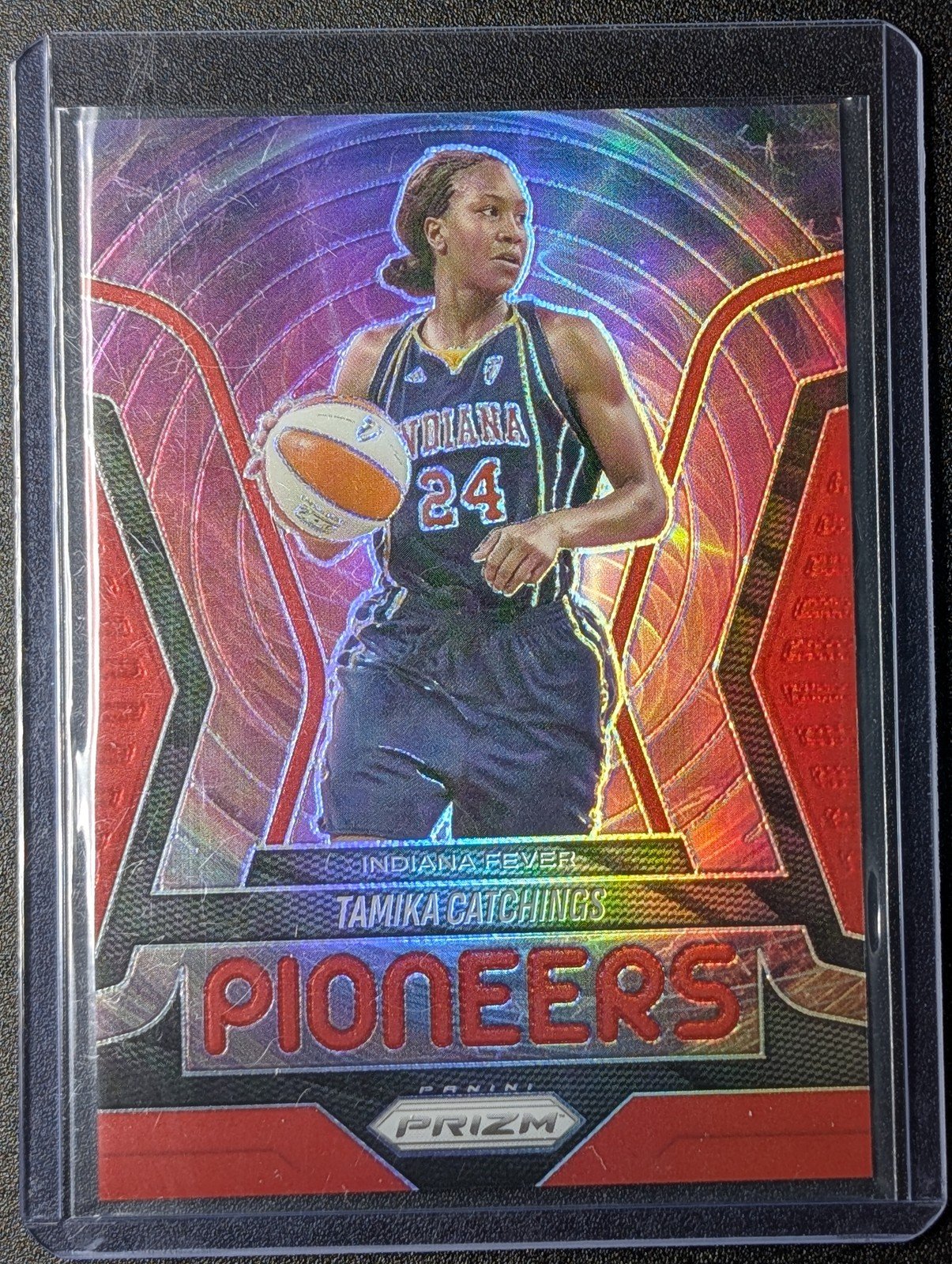 Front of 2025 Panini Prizm WNBA #3 Tamika Catchings Pioneers Prizms Red #/99