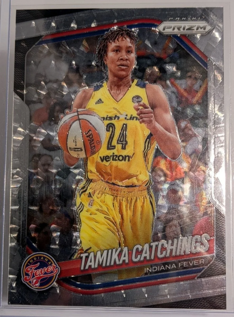 Front of 2025 Panini Prizm WNBA #60 Tamika Catchings Swirl Prizms