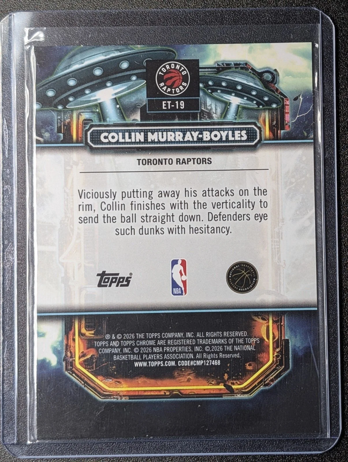 Back of 2025-26 Topps Cosmic Chrome Collin Murray-Boyles RC Extraterrestrial #ET-19