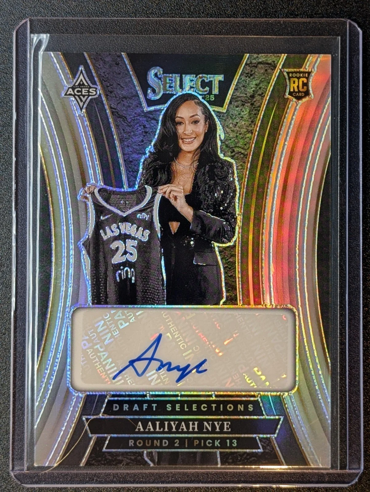 Front of 2025 Panini Select WNBA Draft Selections Aaliyah Nye #DSS-AN Silver Prizm