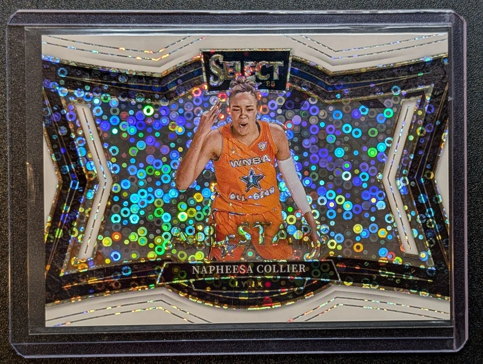 Front of 2025 Panini Select  WNBA /75 Napheesa Collier All Stars #11 White Disco