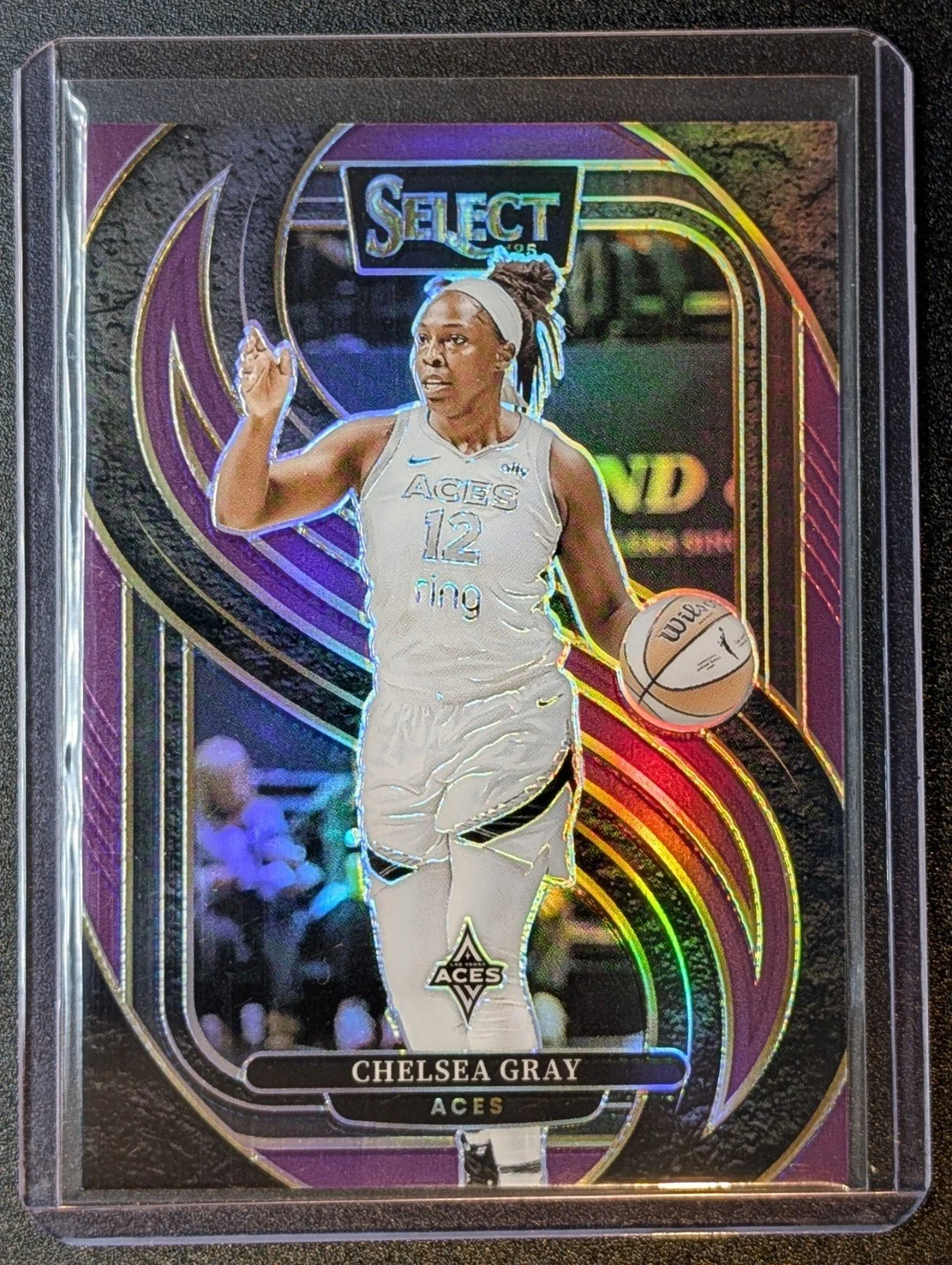 Front of 2025 Panini Select WNBA /149 Chelsea Gray Purple Prizms #128