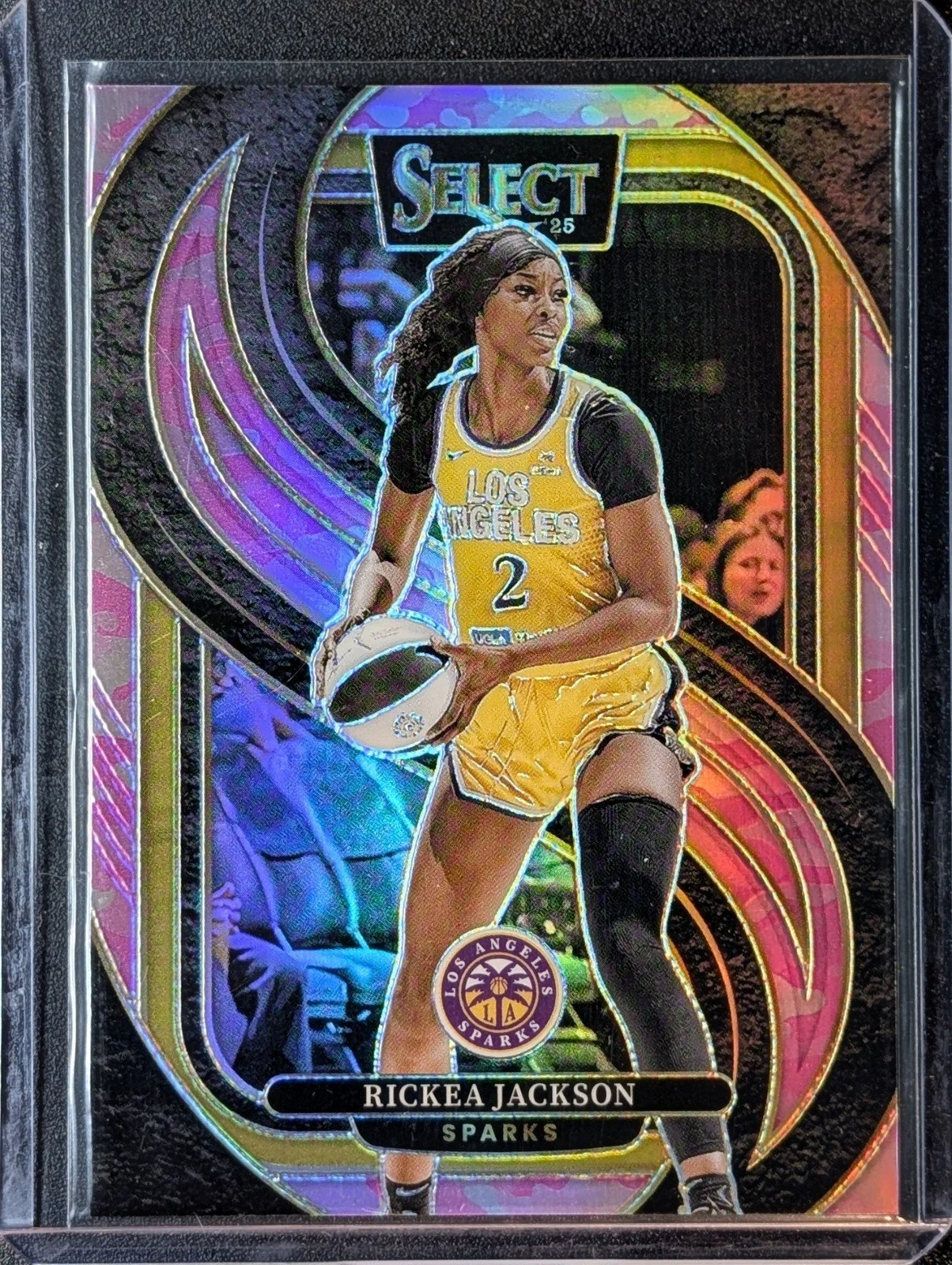 Front of 2025 Panini Select WNBA /175 Rickea Jackson Pink Camo #190