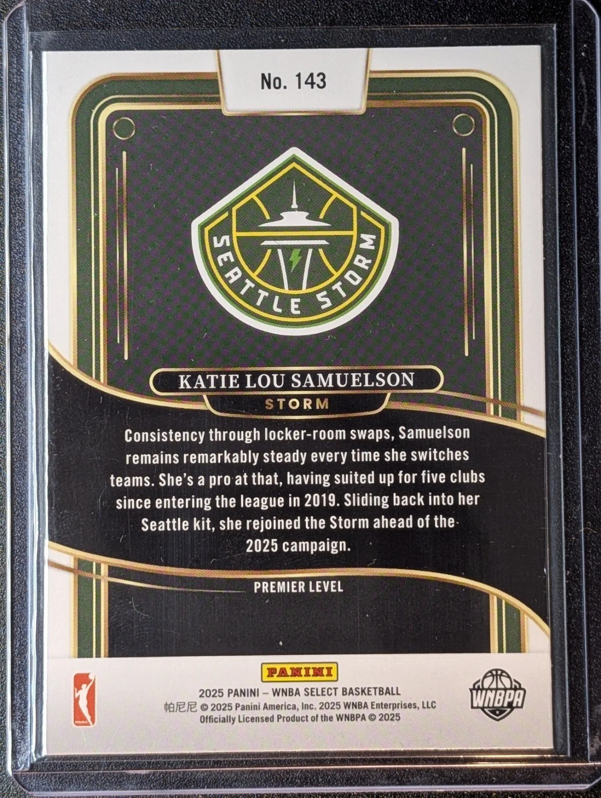 Back of 2025 Panini Select WNBA #143 Katie Lou Samuelson
