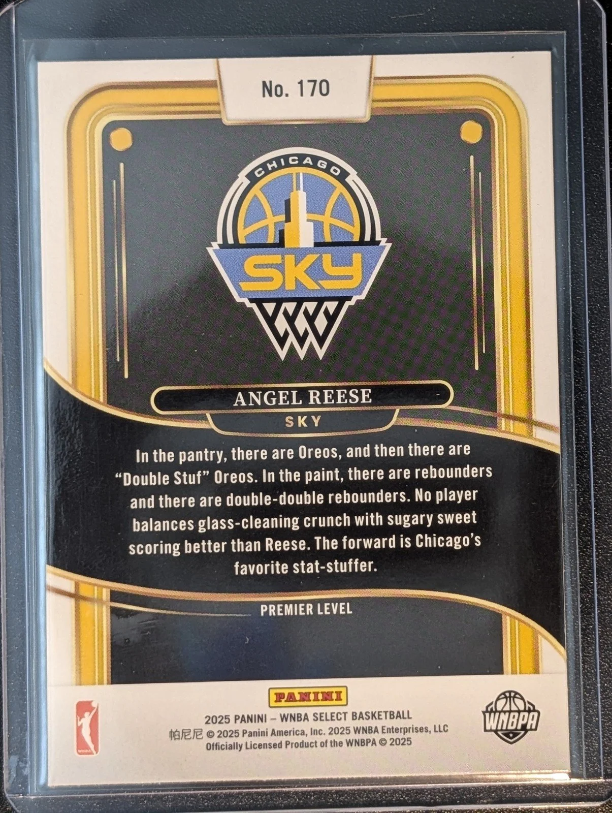 Back of 2025 Panini Select WNBA #170 Angel Reese