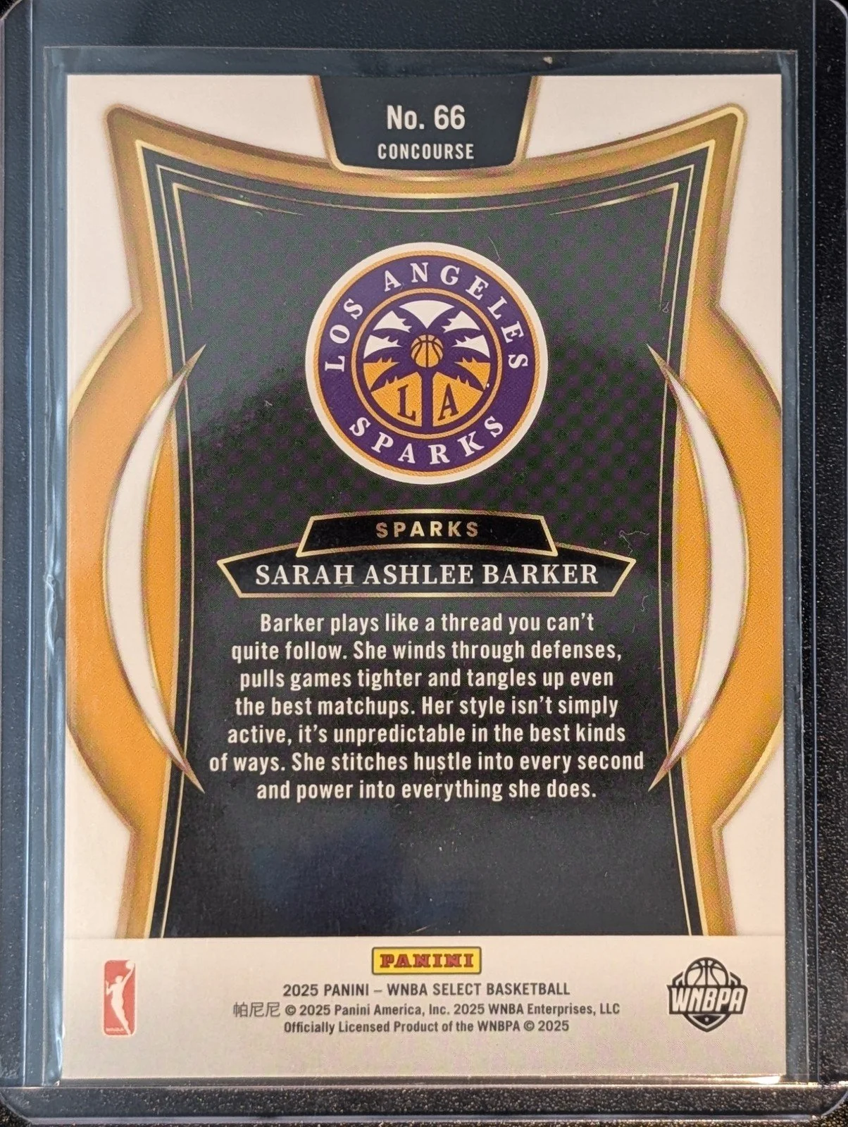 Back of 2025 Panini Select WNBA #66 Sarah Ashlee Barker