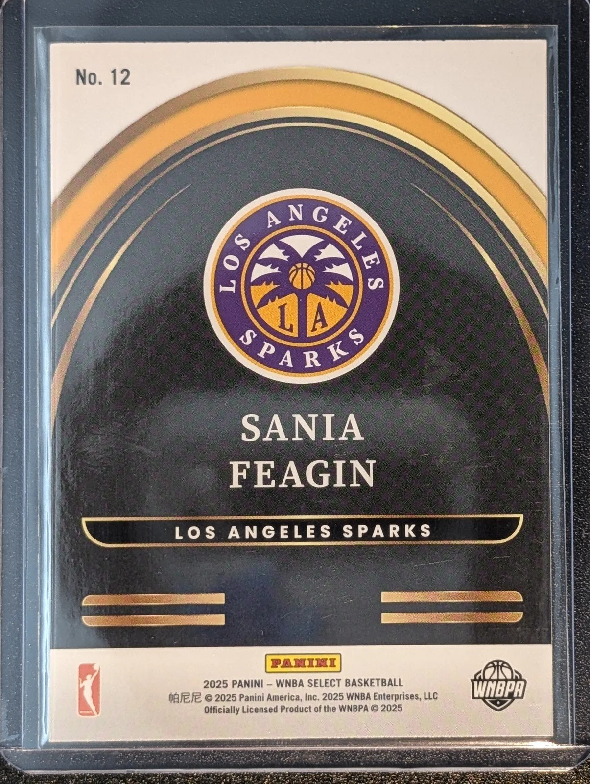 Back of 2025 Panini Select WNBA #12 Sania Feagin Select Future