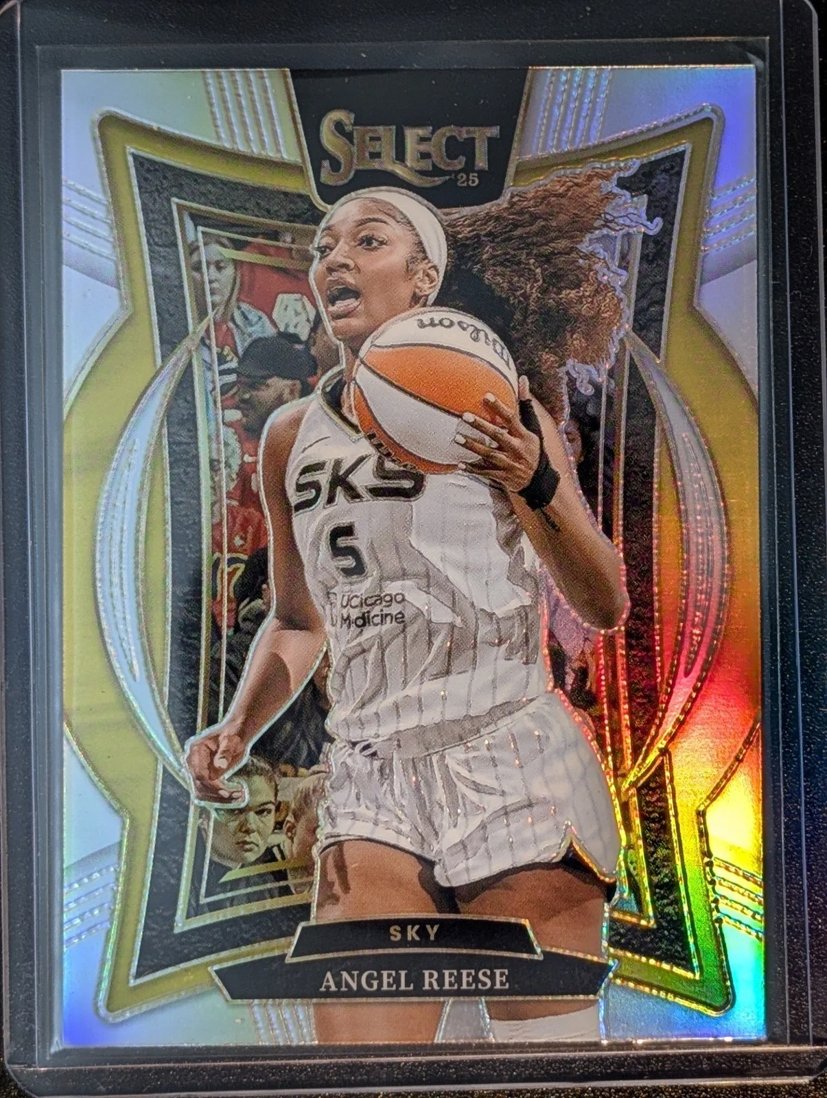 Front of 2025 Panini Select WNBA #94 Angel Reese Silver Prizms