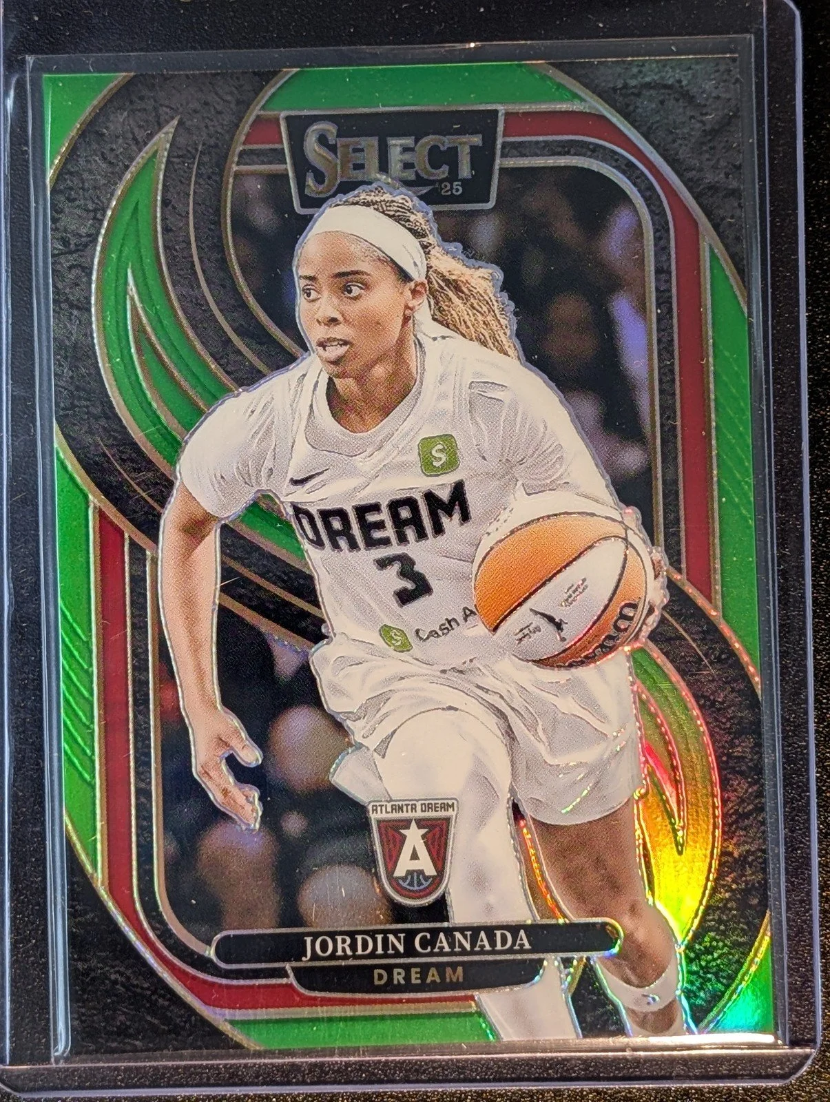 Front of 2025 Panini Select WNBA #144 Jordin Canada Tri-Color Prizm /75