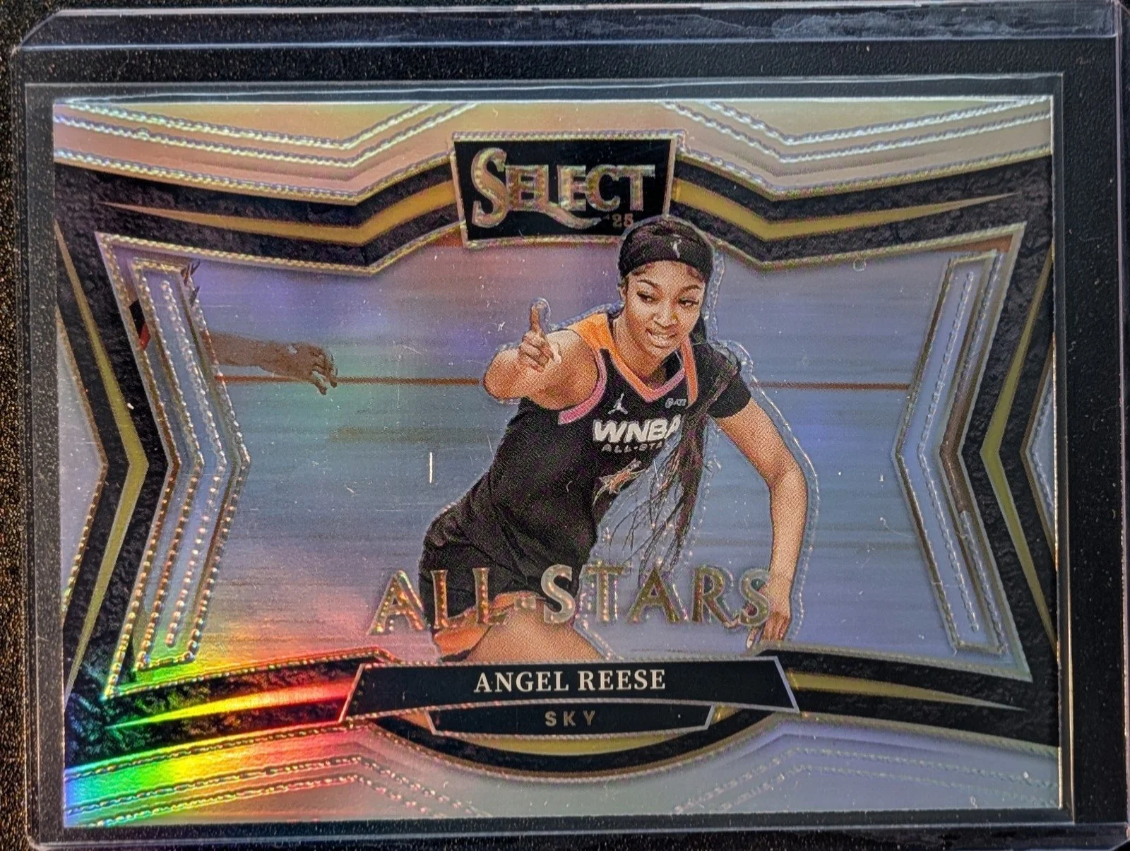Front of 2025 Panini Select WNBA #94 Angel Reese Silver Prizm