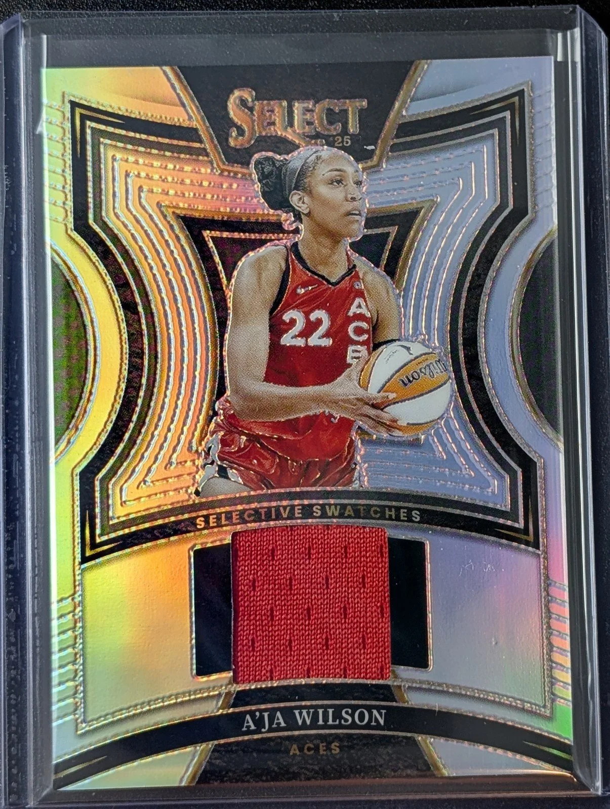 Front of 2025 Panini Select WNBA SW-AW A’ja Wilson Silver Prizm Patch