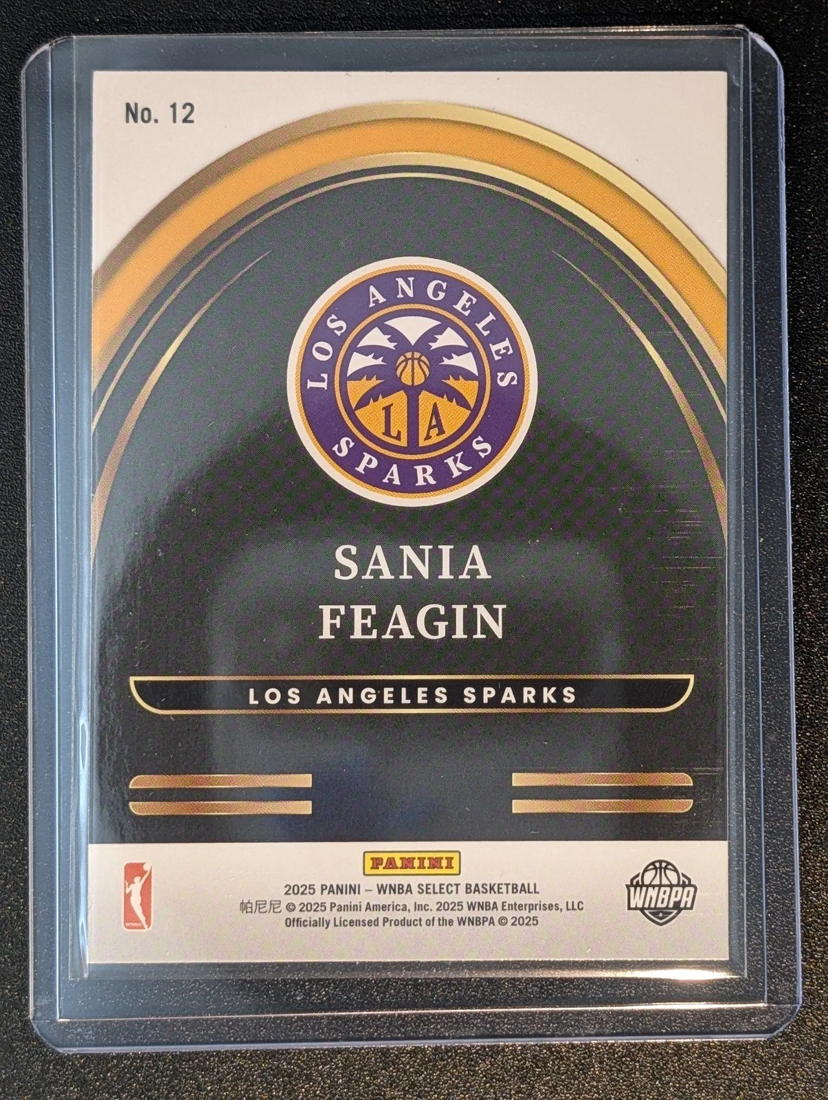 Back of 2025 Panini Select WNBA #12 Sania Feagin Select Future
