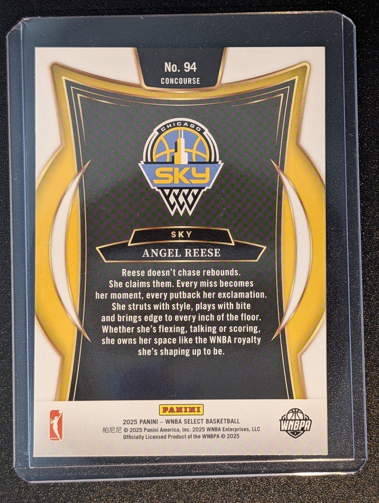 Back of 2025 Panini Select WNBA #94 Angel Reese