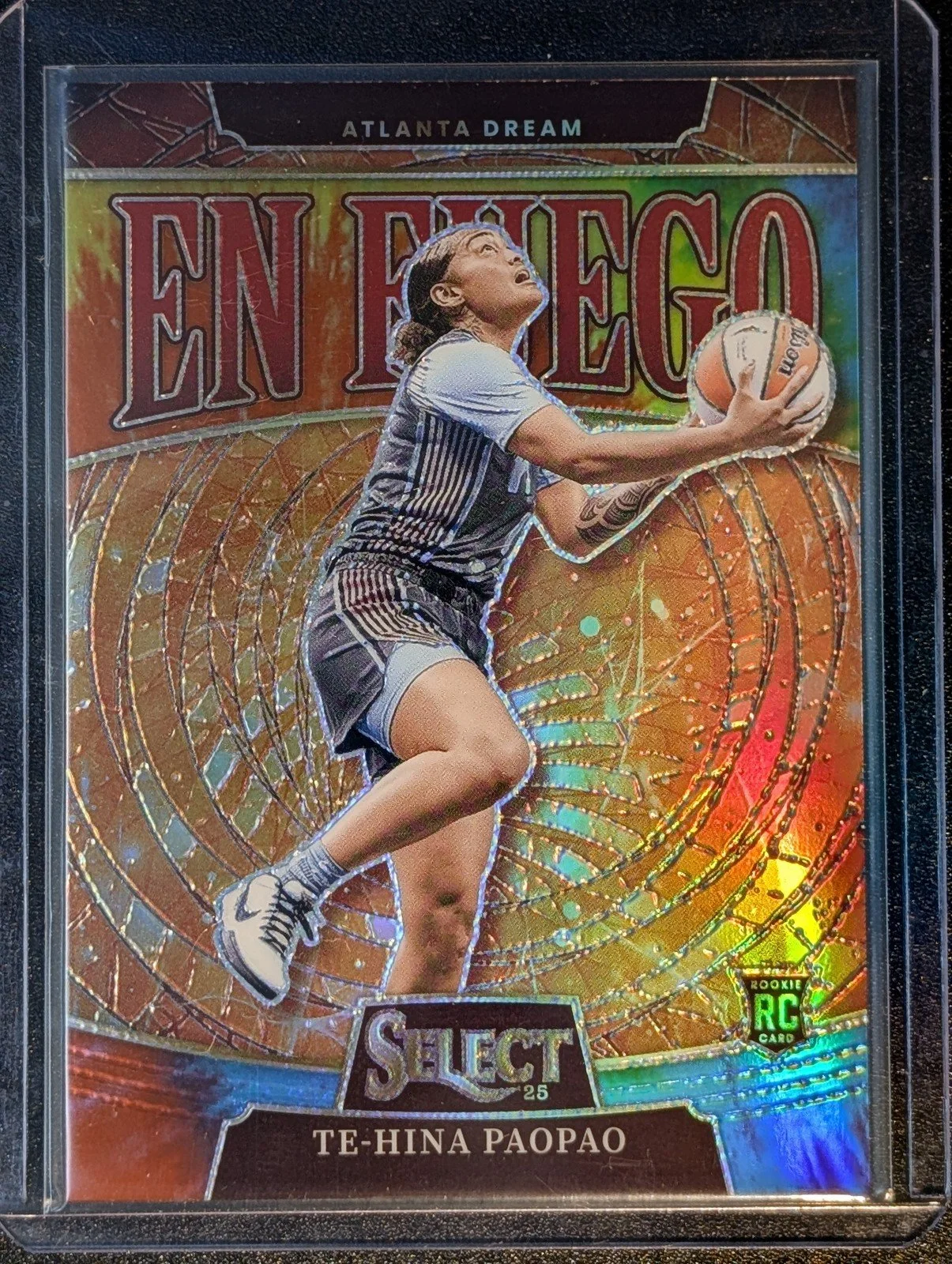 Front of 2025 Panini Select WNBA /25 Te-Hina Paopao En Fuego #3 16/25 RC