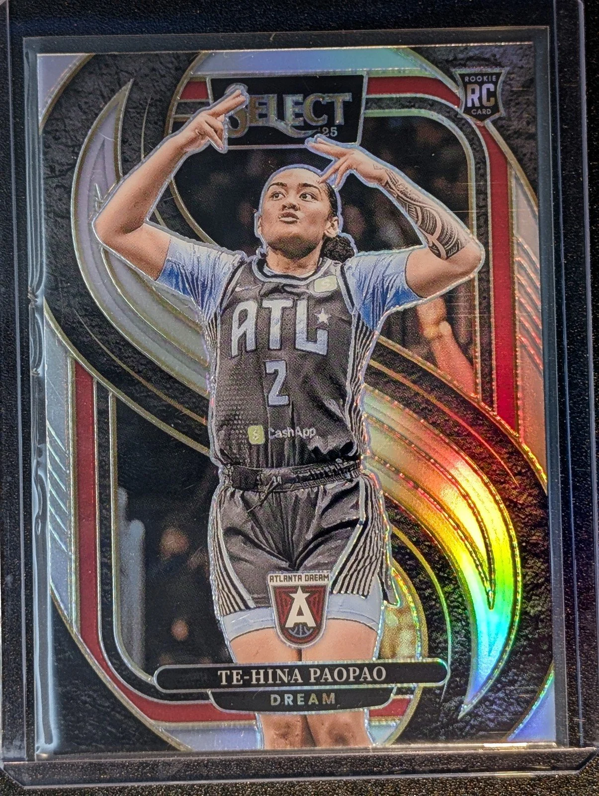 Front of 2025 Panini Select WNBA #124 Te-Hina Paopao Silver Prizms RC