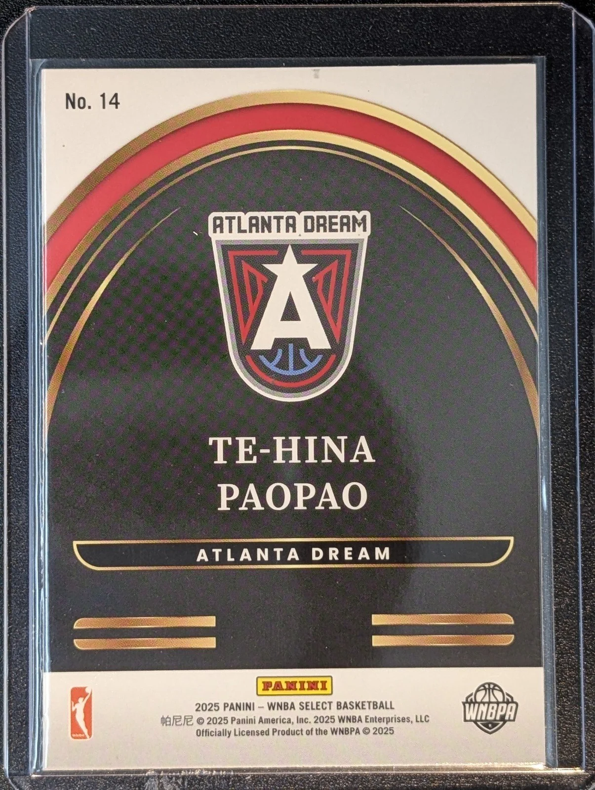 Back of 2025 Panini Select WNBA #14 Te-Hina Paopao Select Future RC