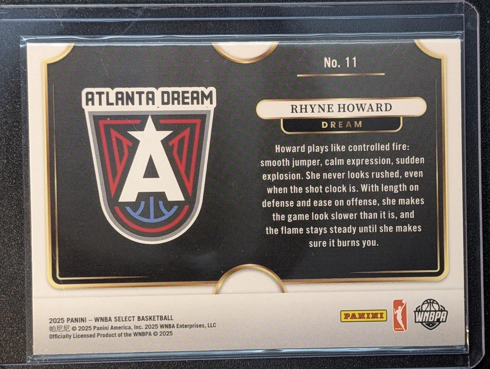Back of 2025 Panini Prizm WNBA #11 Rhyne Howard Snapshots