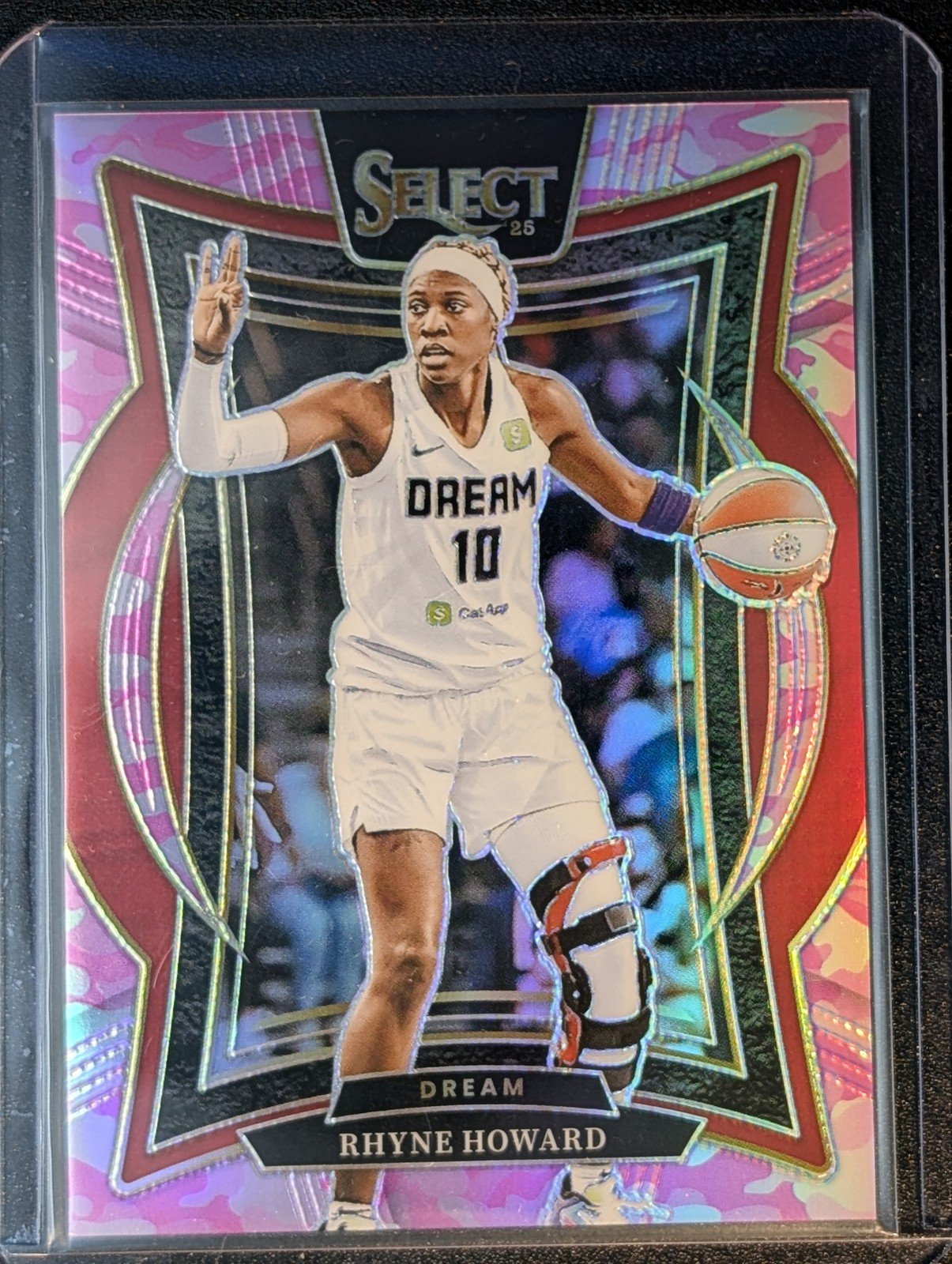 Front of 2025 Panini Select WNBA #45 Rhyne Howard Pink Camo /175