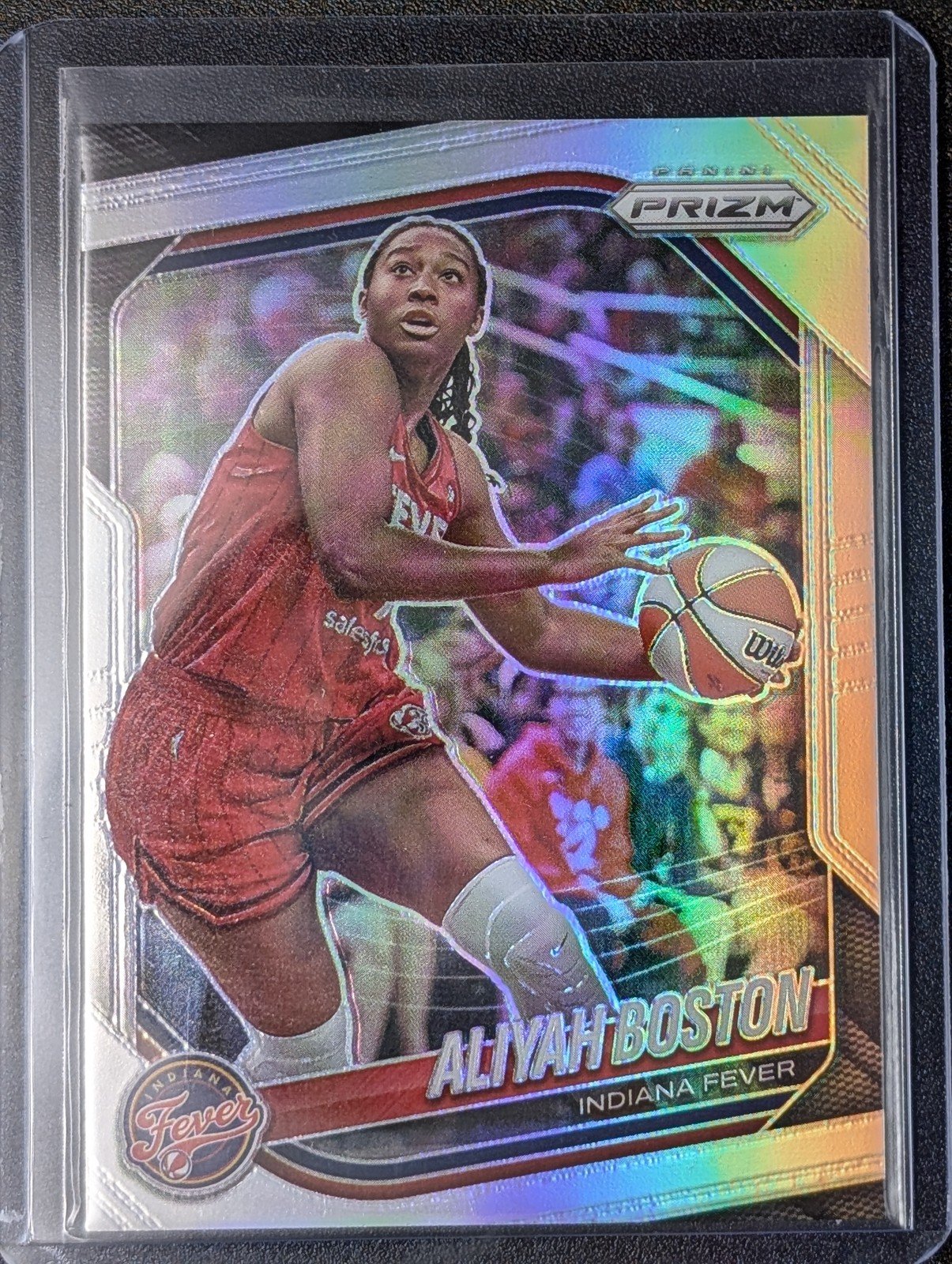 Front of 2025 Panini Prizm WNBA #75 Aliyah Boston Silver Prizms