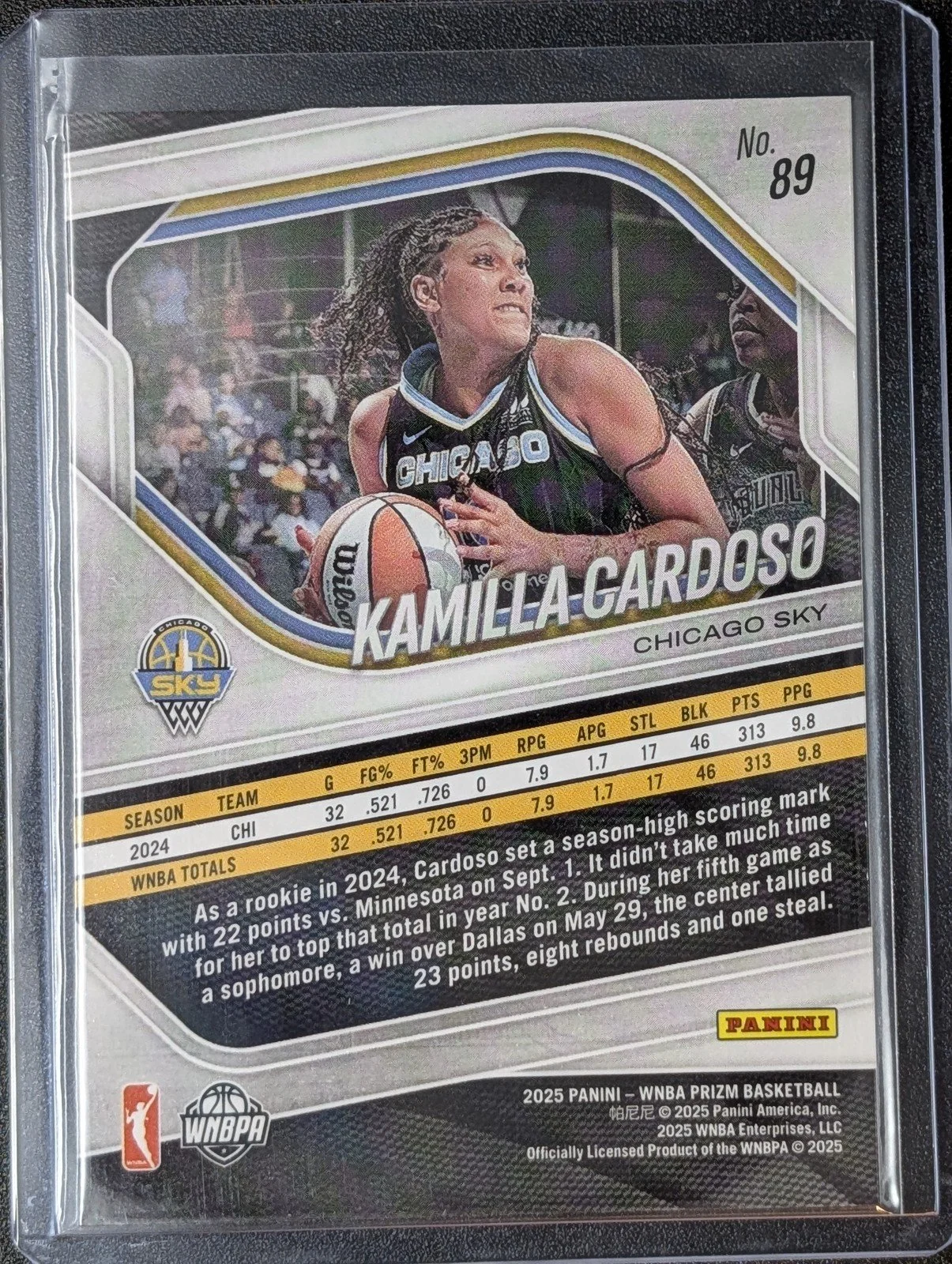 Back of 2025 Panini Prizm WNBA #89 Kamilla Cardoso