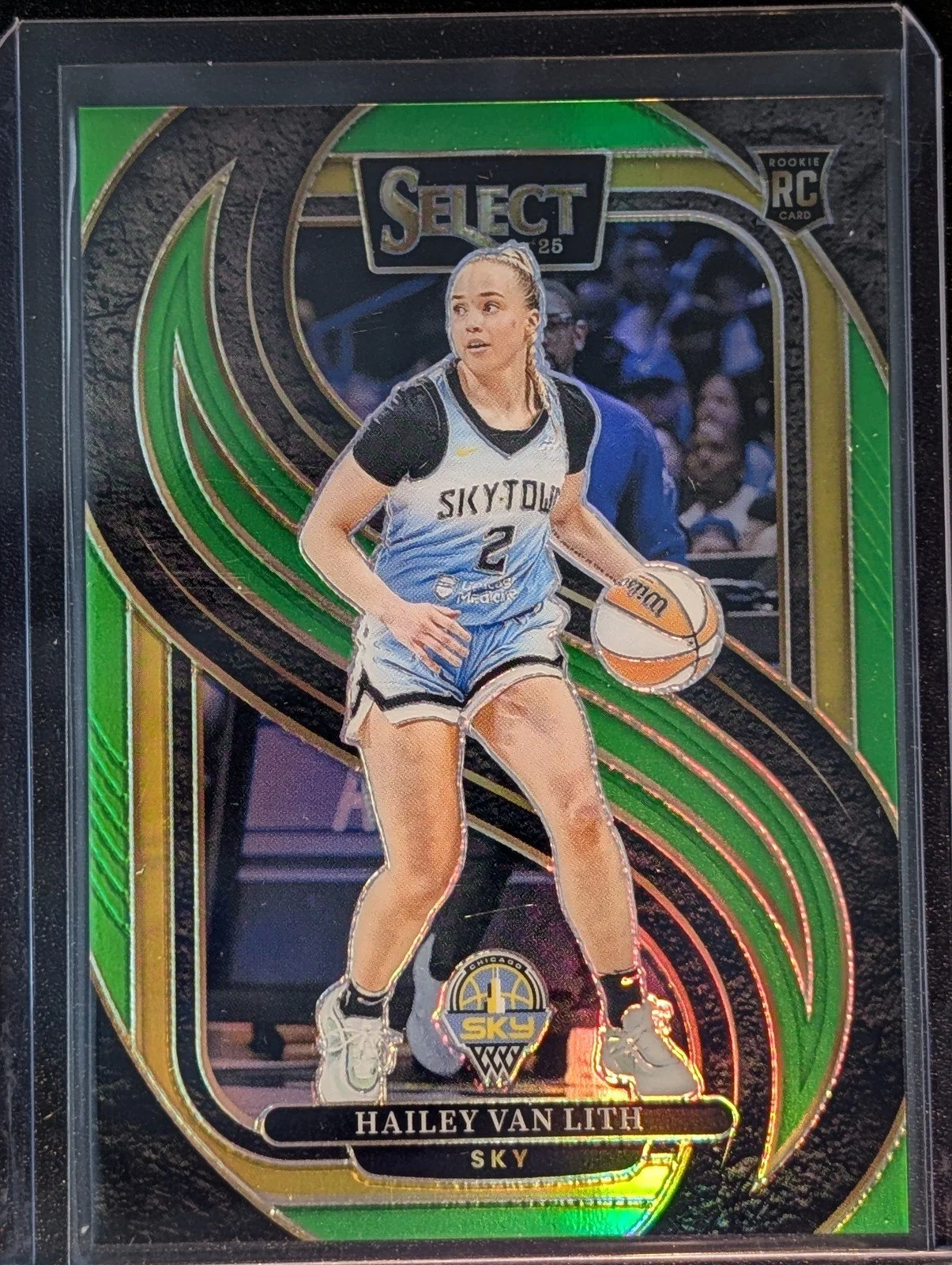 Front of 2025 Panini Select WNBA #173 Hailey Van Lith Green Prizm /75