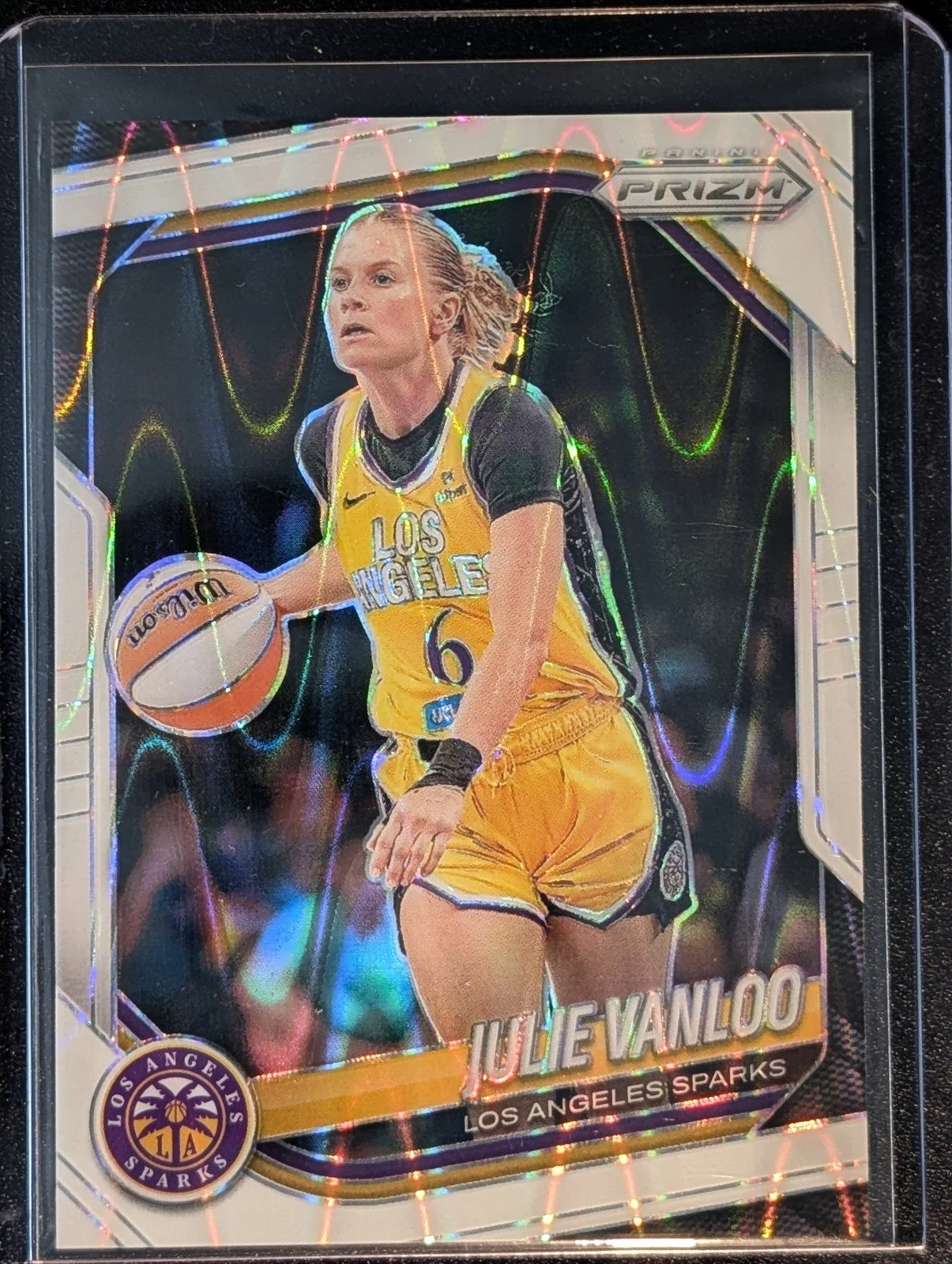 Front of 2025 Panini Prizm WNBA #132 Julie Vanloo White Seismic Prizms