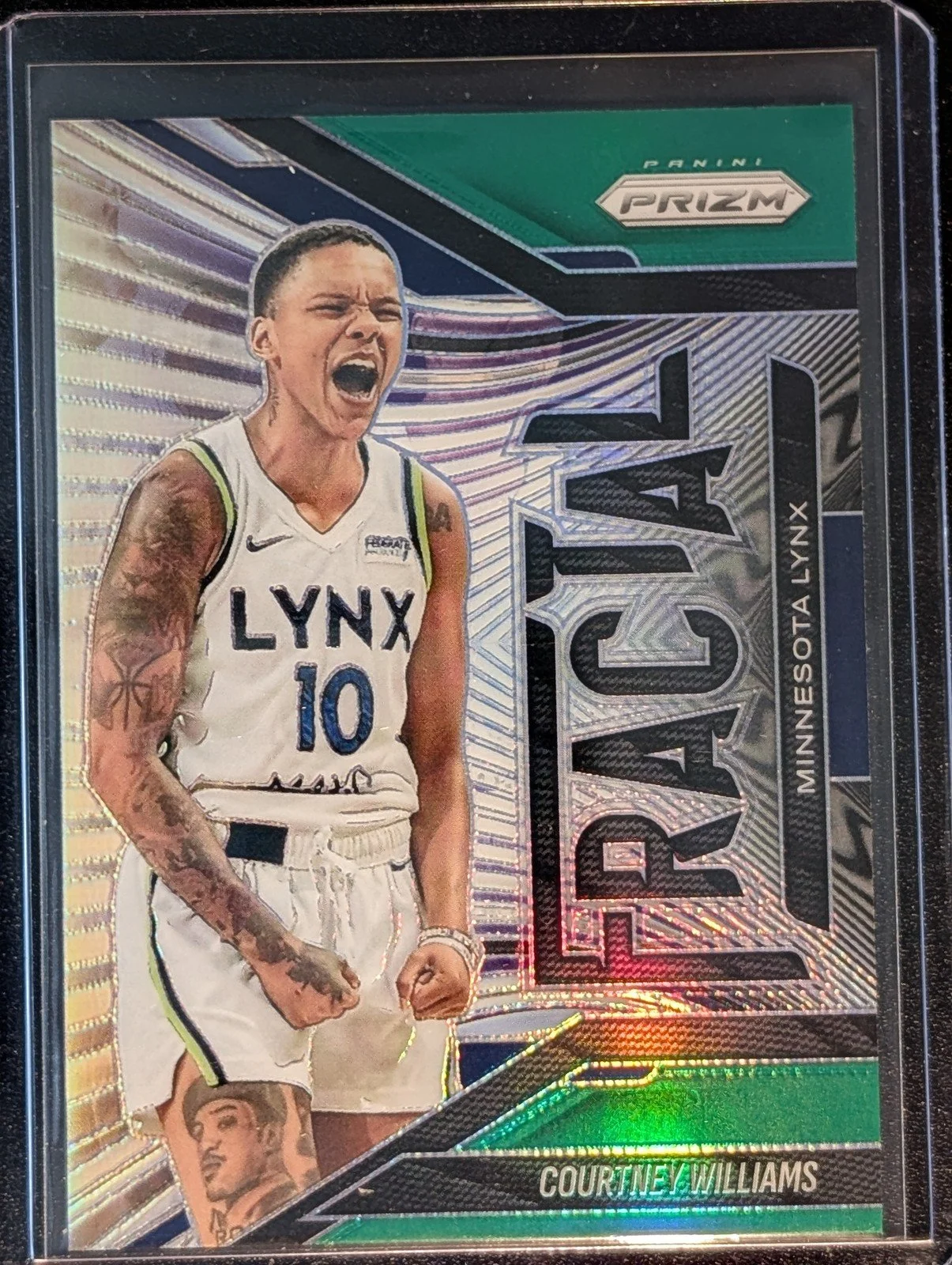 Front of 2025 Panini Prizm WNBA #6 Courtney Williams Fractal Prizms Green