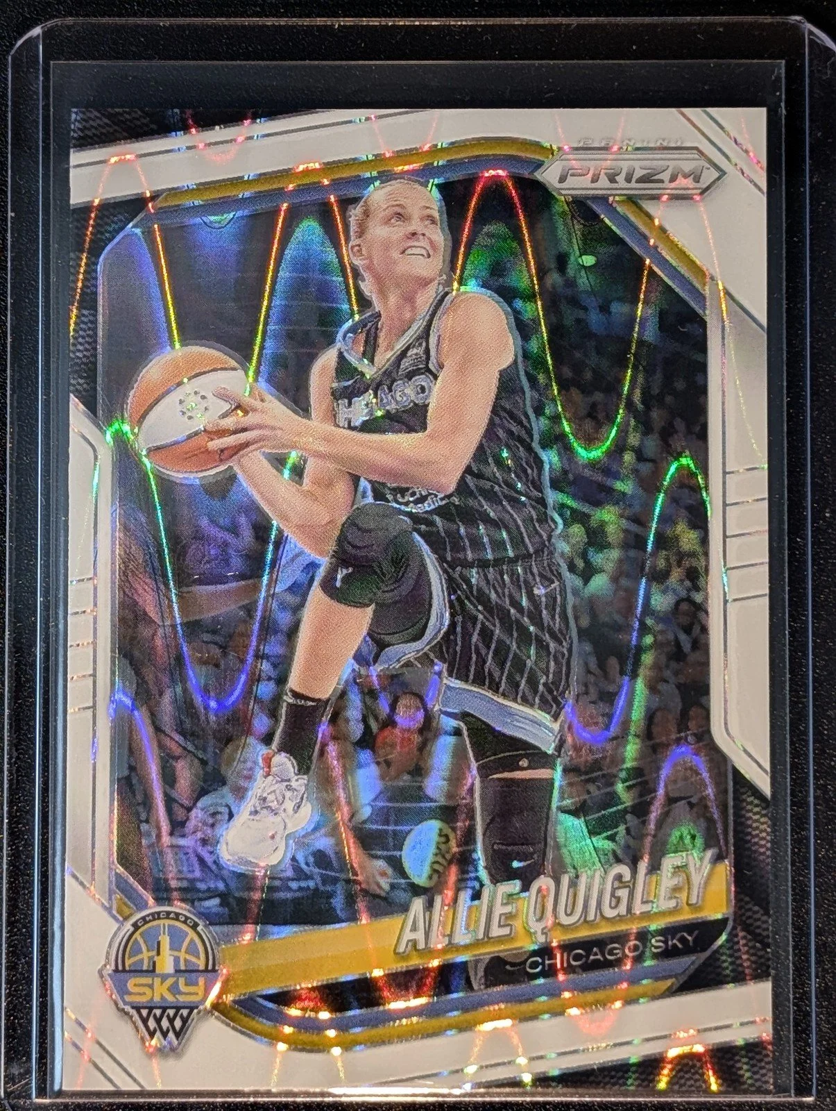 Front of 2025 Panini Prizm WNBA #80 Allie Quigley White Seismic Prizms