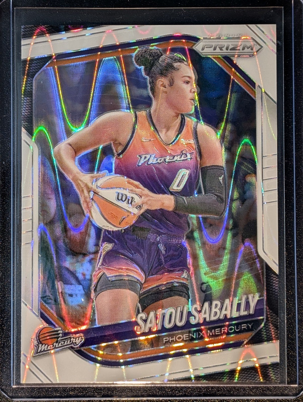 Front of 2025 Panini Prizm WNBA #4 Satou Sabally White Seismic Prizms