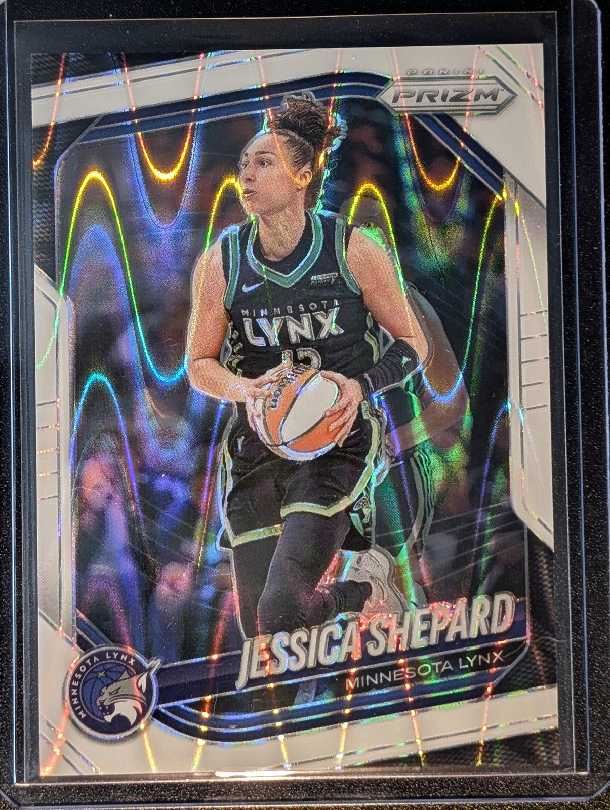 Front of 2025 Panini Prizm WNBA #137 Jessica Shepard White Seismic Prizms