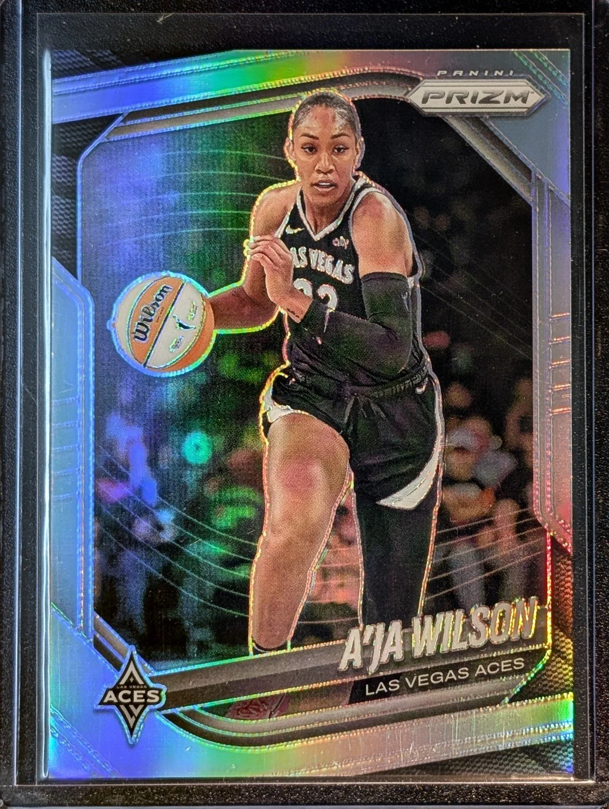 Front of 2025 Panini Prizm WNBA #76 A’ja Wilson Silver Prizms