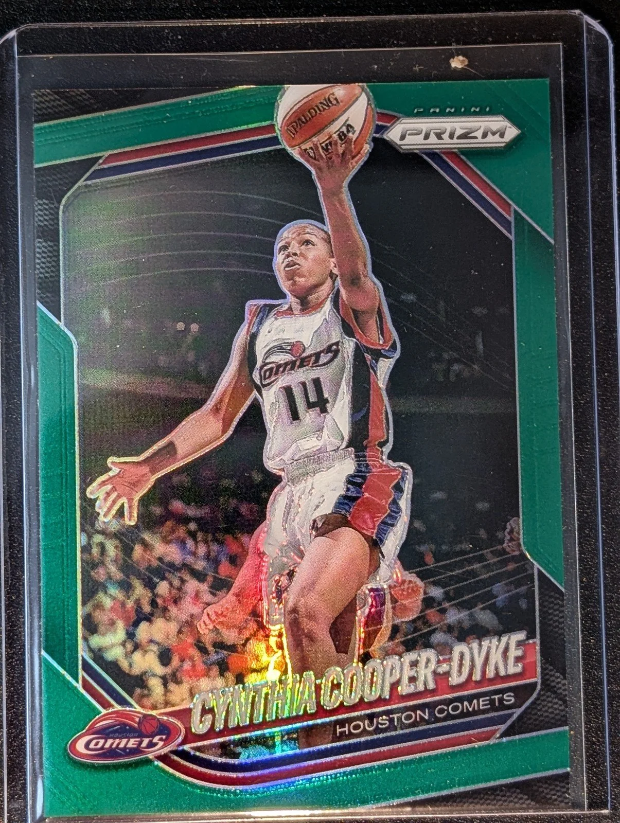 Front of 2025 Panini Prizm WNBA #71 Cynthia Cooper-Dyke Green Prizms