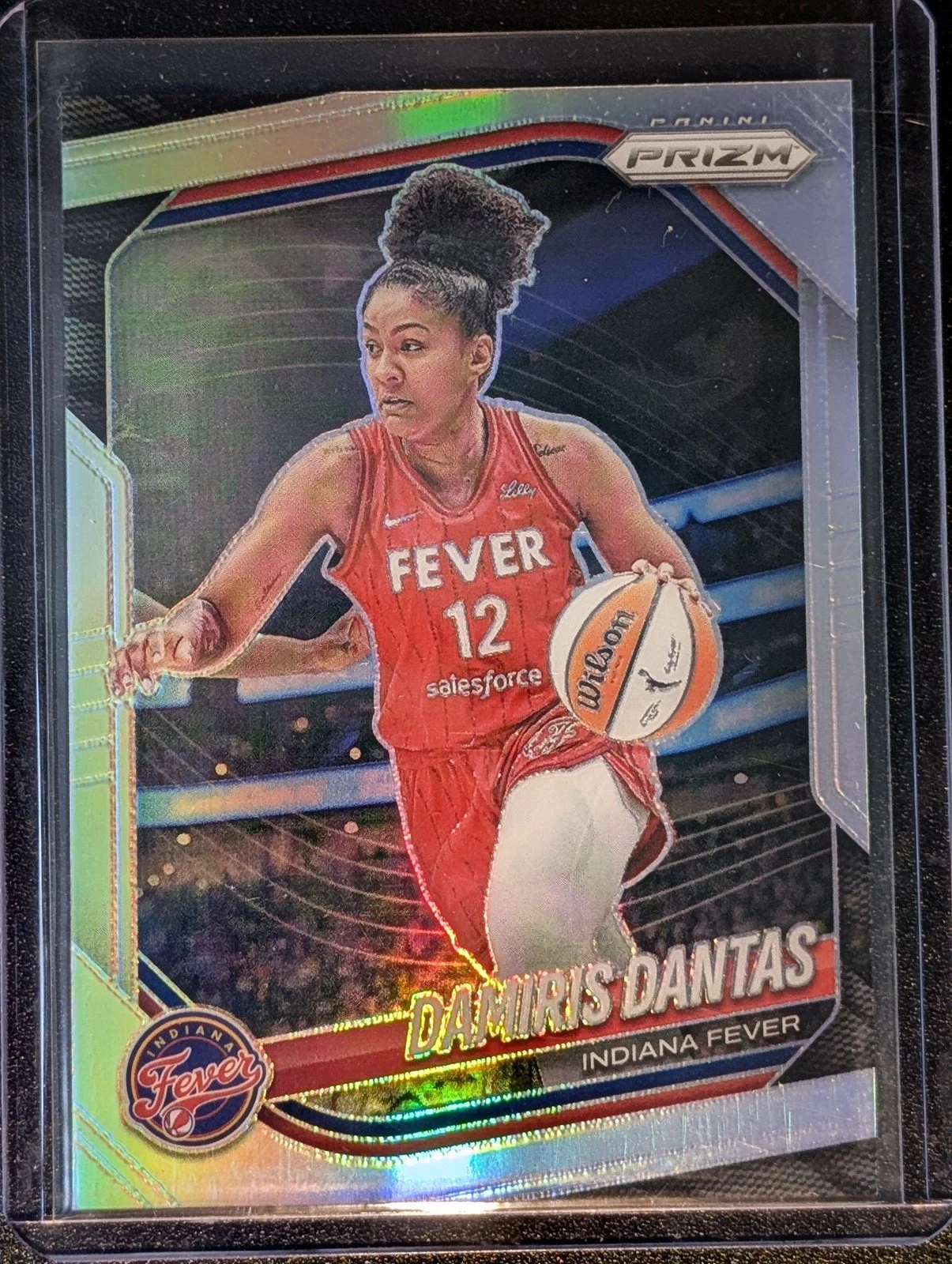 Front of 2025 Panini Prizm WNBA #42 Damiris Dantas Silver Prizms