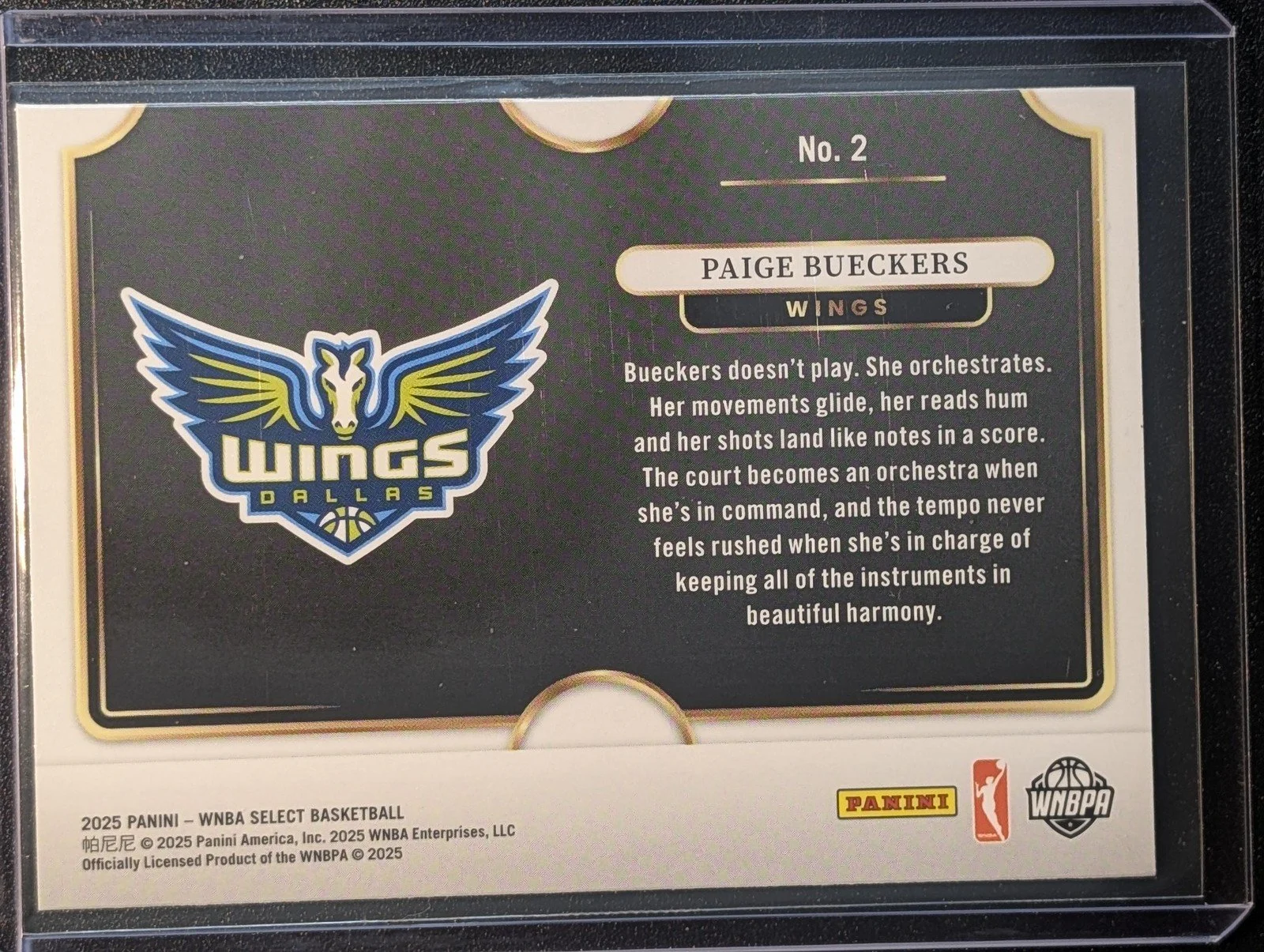 Back of 2025 Panini Select WNBA #2 Paige Bueckers Snapshots
