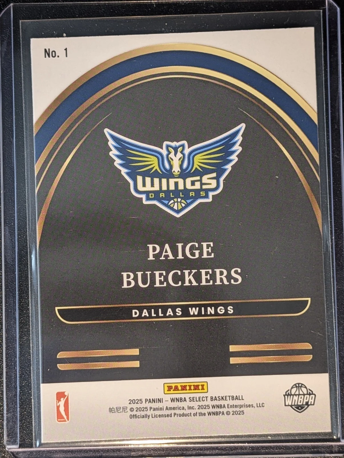 Back of 2025 Panini Select WNBA #1 Paige Bueckers Select Future RC