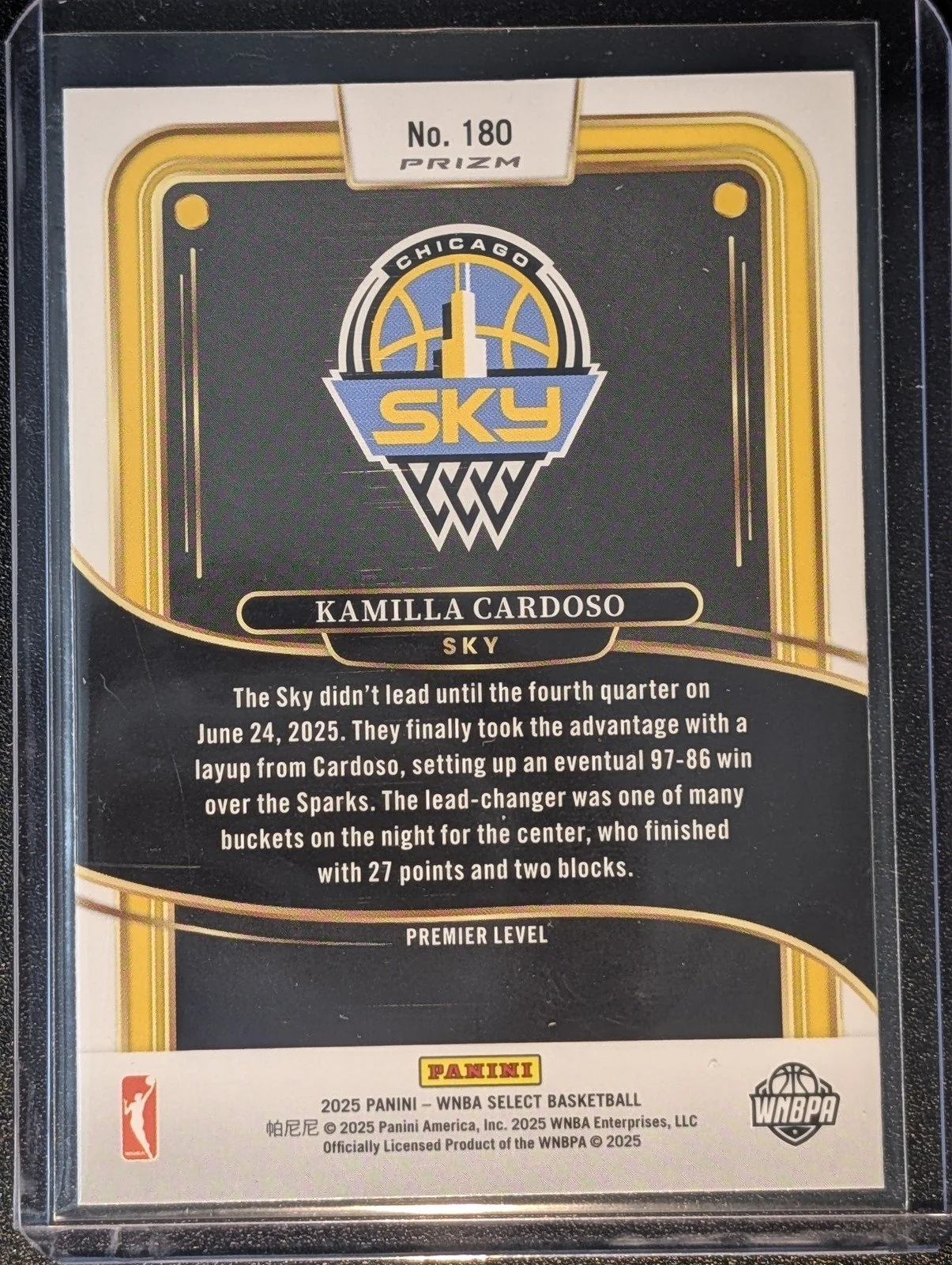Back of 2025 Panini Select WNBA #180 Kamilla Cardoso Jazz