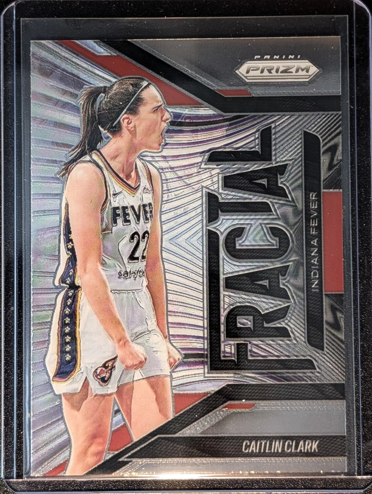 Front of 2025 Panini Prizm WNBA #4 Caitlin Clark Fractal