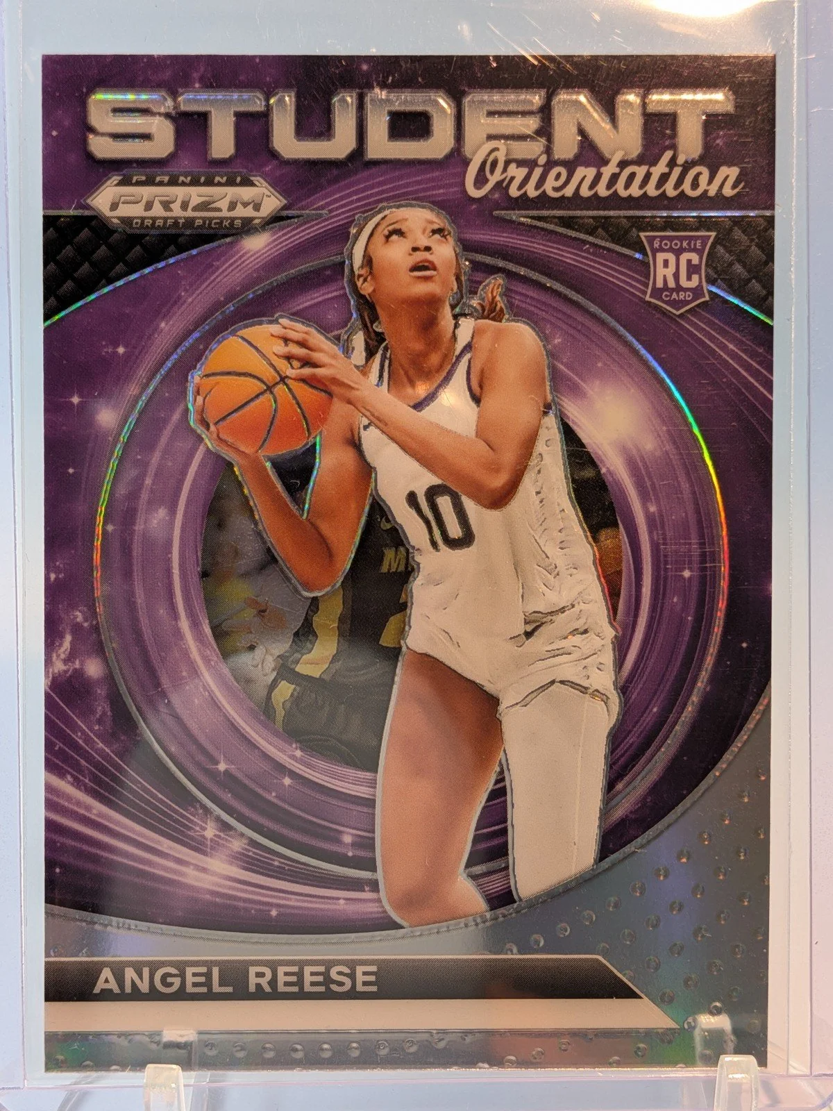 Front of 2024 Panini Prizm Draft Picks #18 Angel Reese Student Orientation Prizms Silver