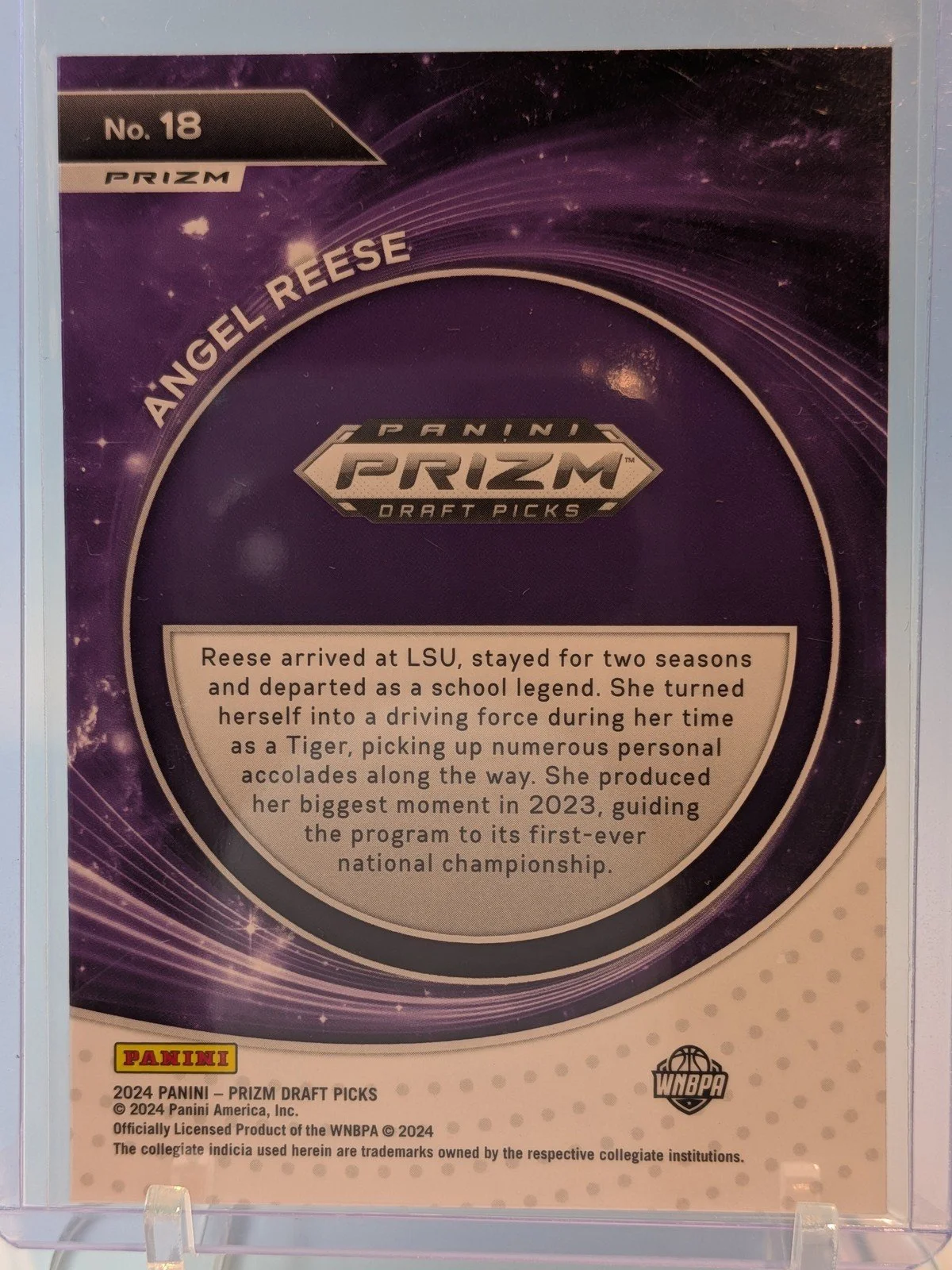 Back of 2024 Panini Prizm Draft Picks #18 Angel Reese Student Orientation Prizms Silver