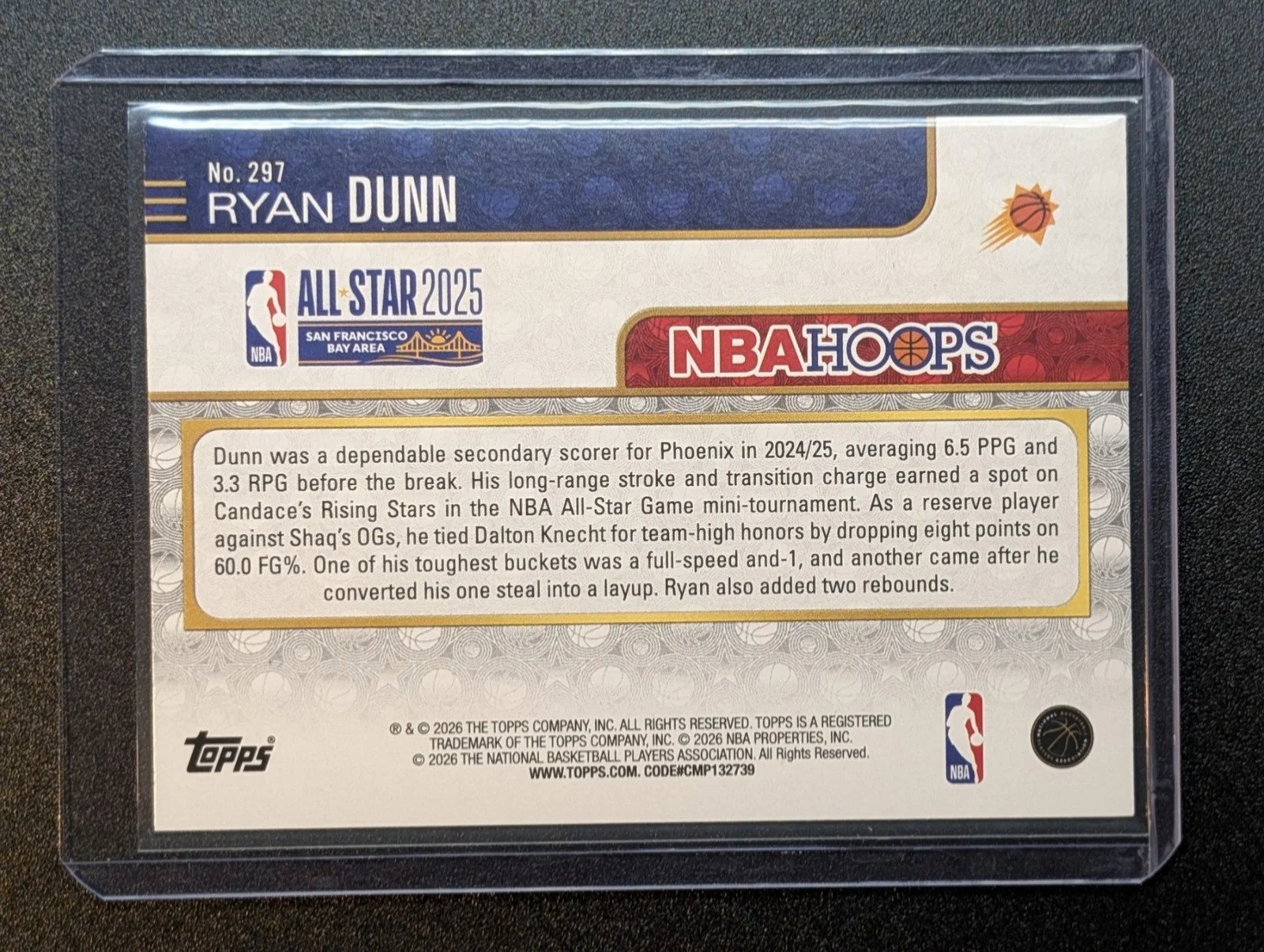 Back of 2025-26 Hoops #297 Ryan Dunn
