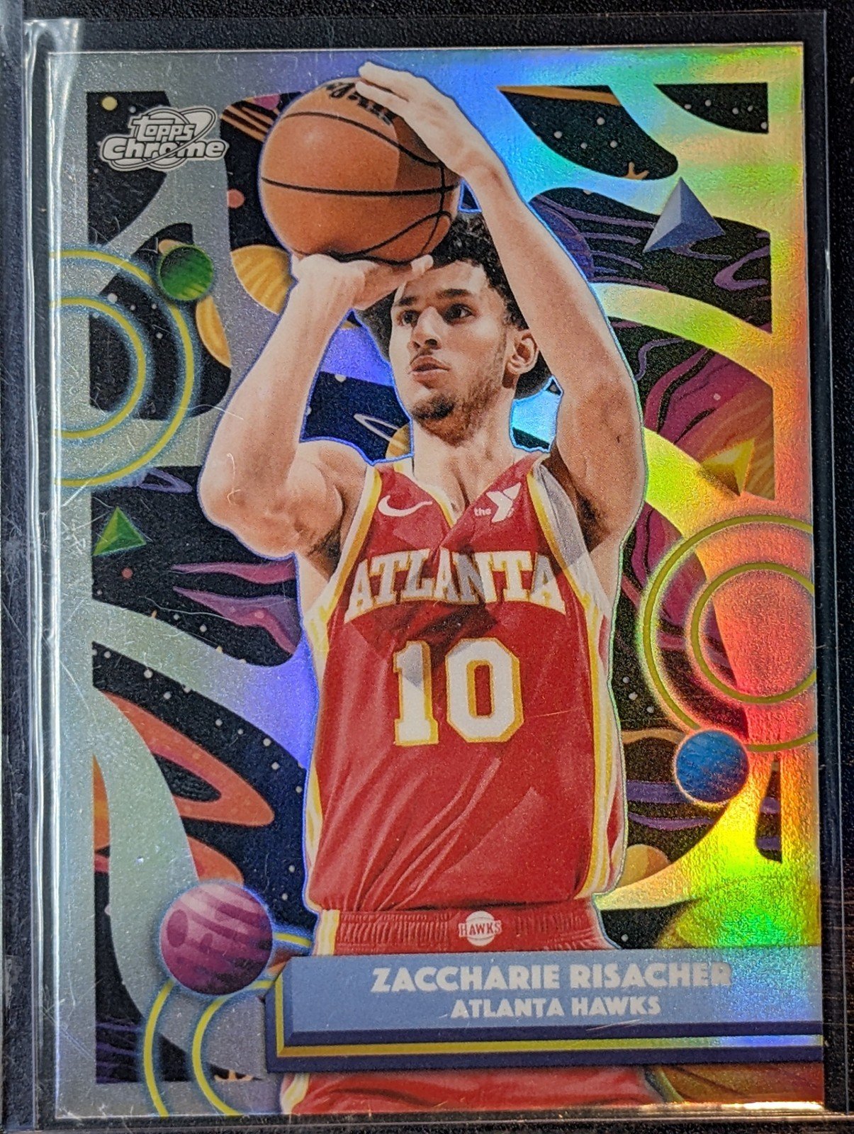 Front of 2025-26 Topps Chrome Cosmic #52 Zaccharie Risacher Refractors