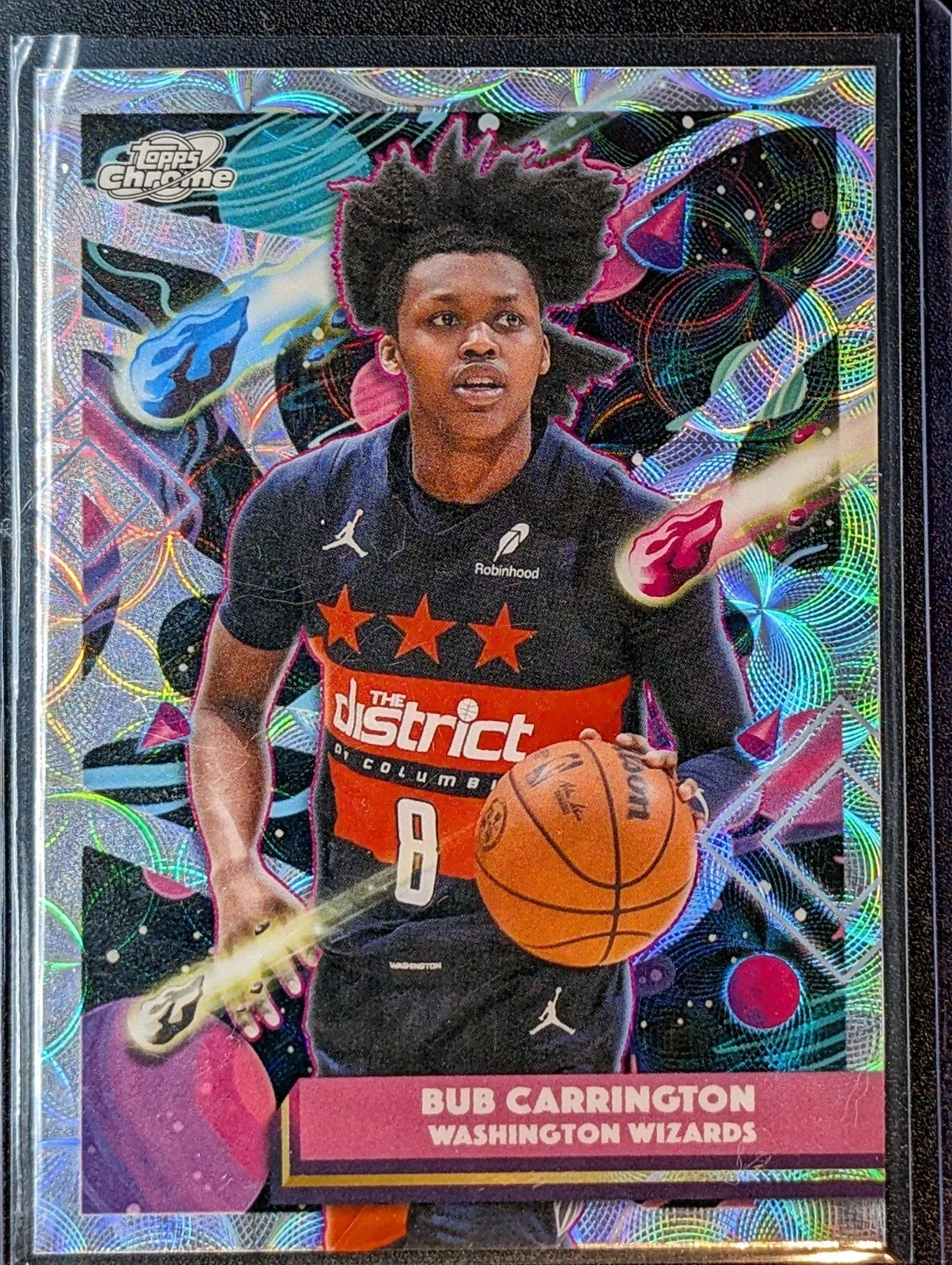 Front of 2025-26 Topps Chrome Cosmic #194 Bub Carrington Nucleus Refractors