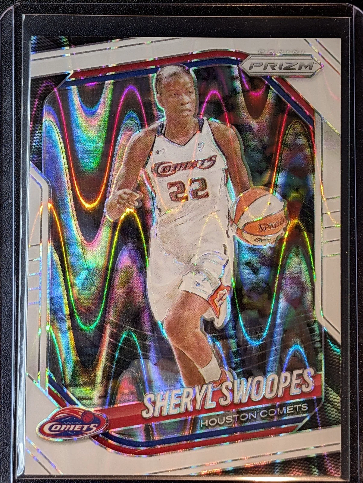 Front of 2025 Panini Prizm WNBA #21 Sheryl Swoopes White Seismic Prizms